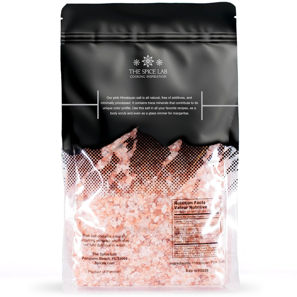 Pink Himalayan Salt - (Coarse Grain) - 1 lb Bag - All Purpose Cooking & Table Salt - Our Salt will work in a Salt Mill or Salt Grinder - Non GMO, OU Kosher Sea Salt - Nutrient and Mineral Dense for Health - 100% Certified & Tested. By The Spice Lab