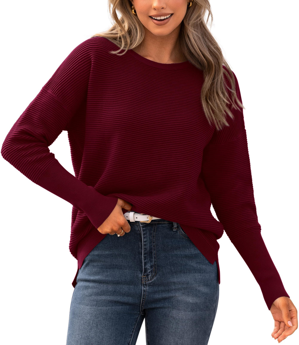 BTFBM Fall Sweaters for Women 2026 Casual Long Sleeve Sweater Striped Loose Fit Pullover Tops