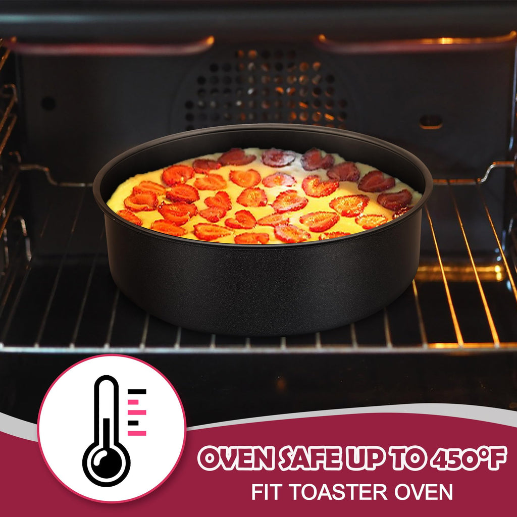 E-far 4 Inch Cake Pan Set of 3, Nonstick Stainless Steel Mini Round Cake Pans Tin, Small Size for Baking Smash Cakes/Cheesecake, Stainless Steel Core & Non-toxic Coating, Straight Side & 2 Inch Deep