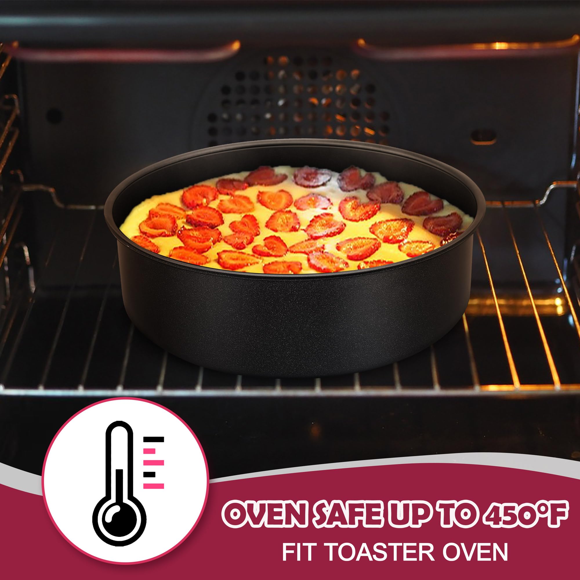 E-far 4 Inch Cake Pan Set of 3, Nonstick Stainless Steel Mini Round Cake Pans Tin, Small Size for Baking Smash Cakes/Cheesecake, Stainless Steel Core & Non-toxic Coating, Straight Side & 2 Inch Deep