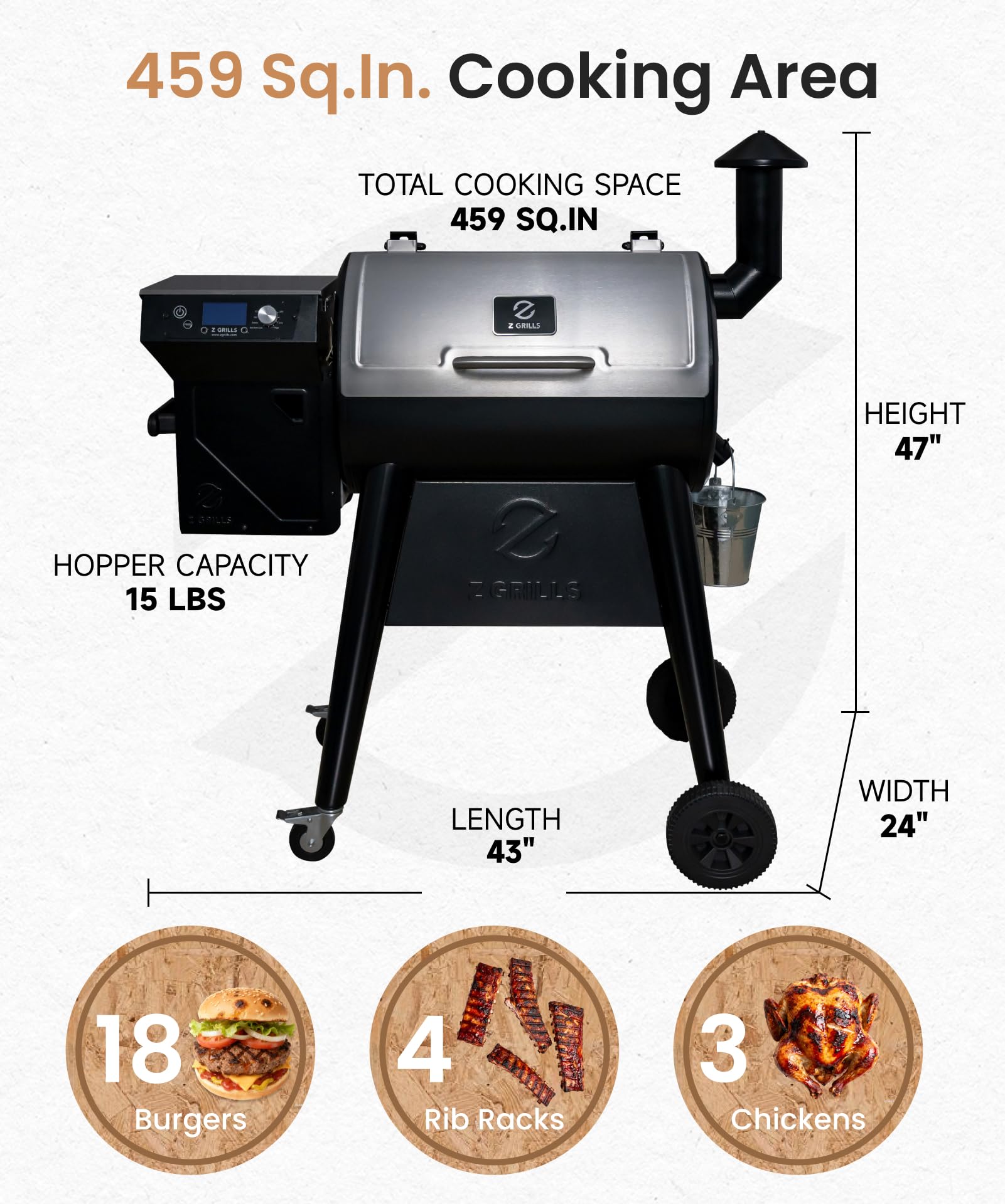 Z GRILLS ZPG-200APro Portable Tabletop Wood Pellet Grill and Smoker, Digital Control, 8 in 1 BBQ Grill for Outdoor Kitchen, Backyard, 202 Sq Inches of Cooking (Black)