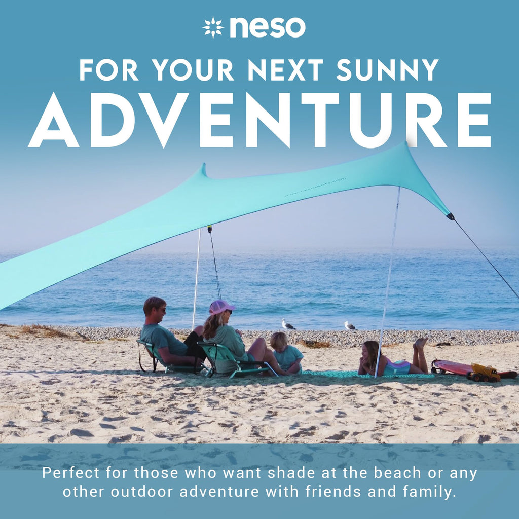 Neso Gigante Portable Beach Tent Sun Shelter - Lightweight Beach Shade Canopy - Easy Setup for Family Outings - Patented Reinforced Corners - UPF 50+ - 8ft Tall, 11 x 11ft - Save The Whales