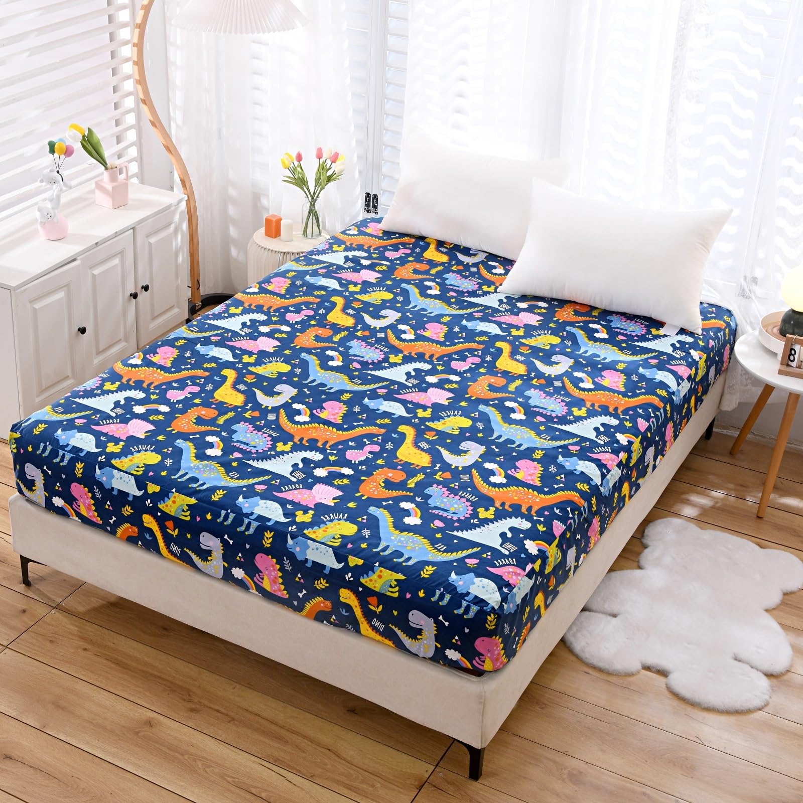 Bedding Fitted Sheet with Deep Pocket,3D Pattern Printed Fabric Bed Sheets (Black Butterfly,Twin)
