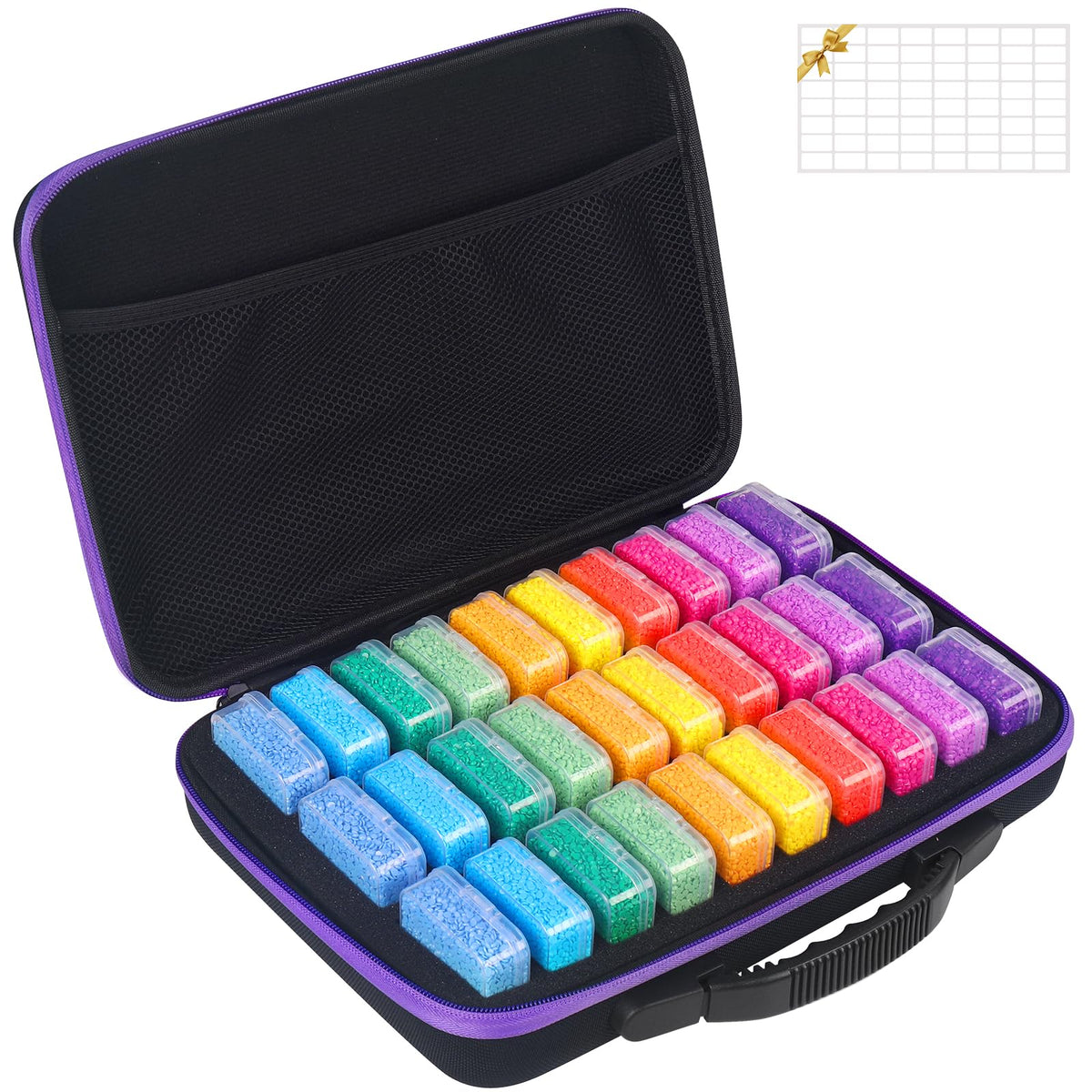 Douorgan Diamond Painting Storage Containers Portable Bead Organizer Shockproof Bead Art Storage Case Jewelry Beads Storage Box (30 Small Boxes)