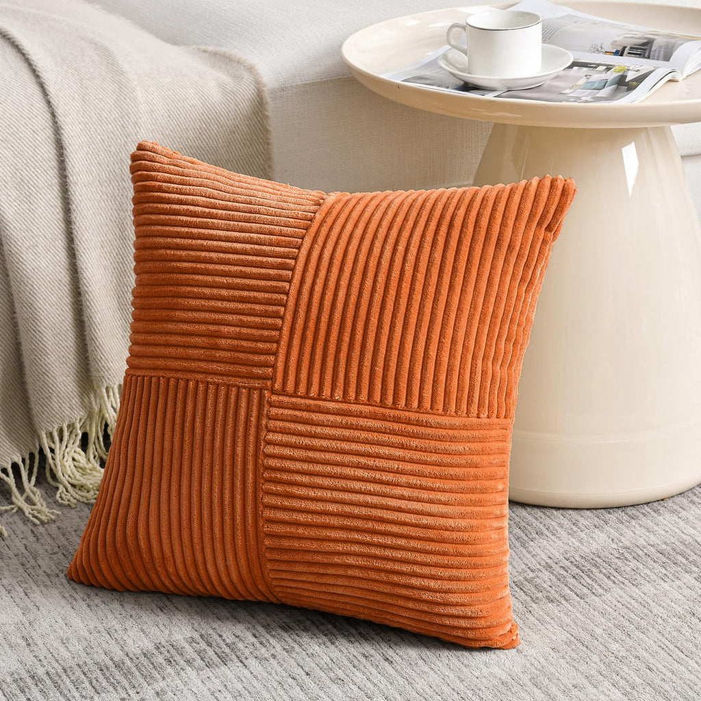 Fancy Homi Olive Green Samll Decorative Throw Pillow Covers 12x12 Inch with for Living Room Couch Bed Sofa, Rustic Farmhouse Boho Home Decor, Soft Corss Patchwork Corduroy Square Cushion Case 30x30 cm