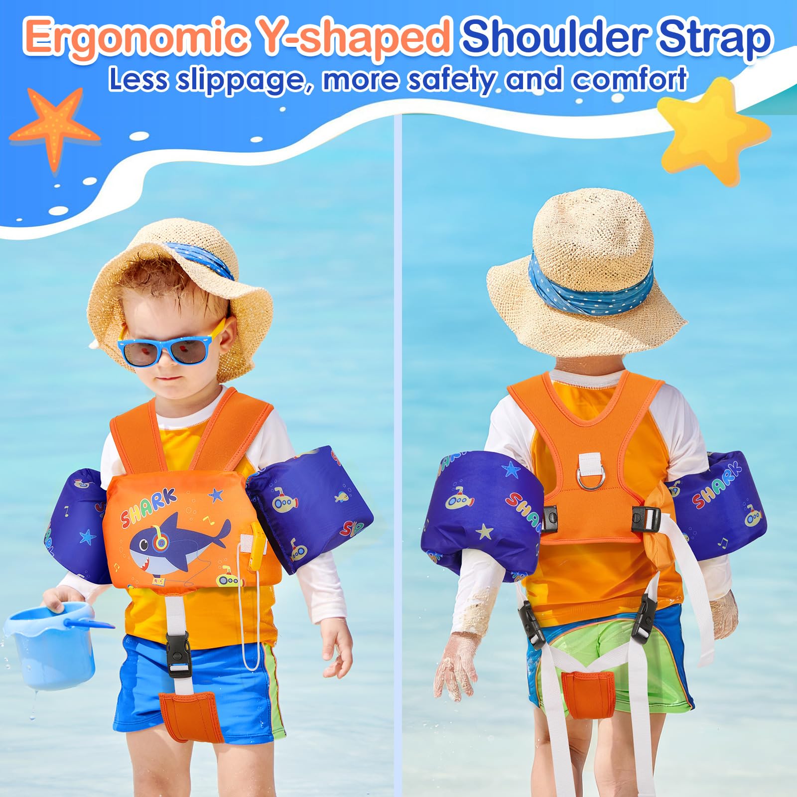 Moko Swim Arm Band for Kids 20-30-50 lbs, Cute Cartoon Toddler Swim Vest, Swimming Water Wings Pool Floaties Sleeve for Children Learn to Swim