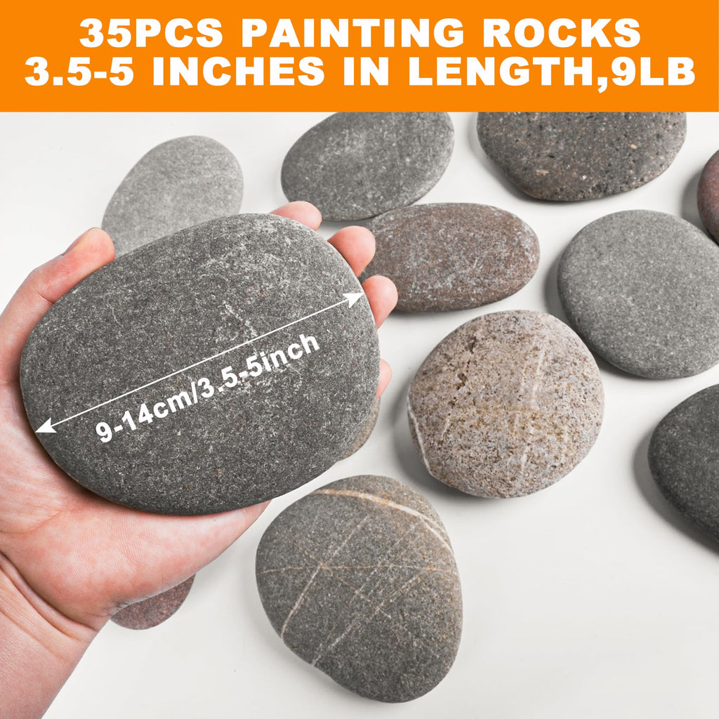 River Rocks for Painting 10 Pcs Large 2-3 Inch Flat Smooth Painting Stones Craft Rock to Paint for Kids Crafts Painting Bulk