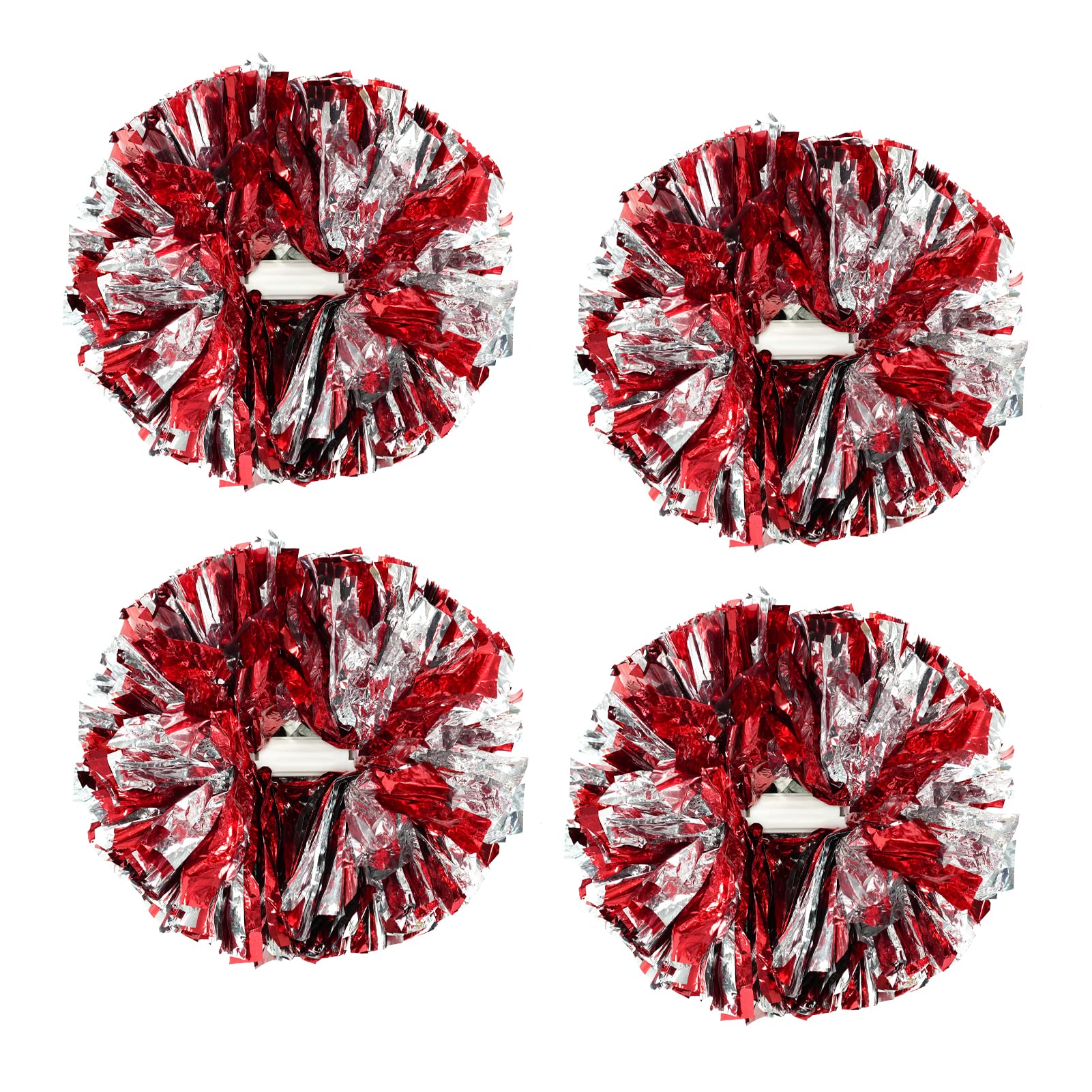 4Pcs Metallic Cheerleading Pom Poms, Creatiee 2 Pair Cheerleader Cheering Squad Pompoms for School Sports Dance Games Team Spirit Cheer