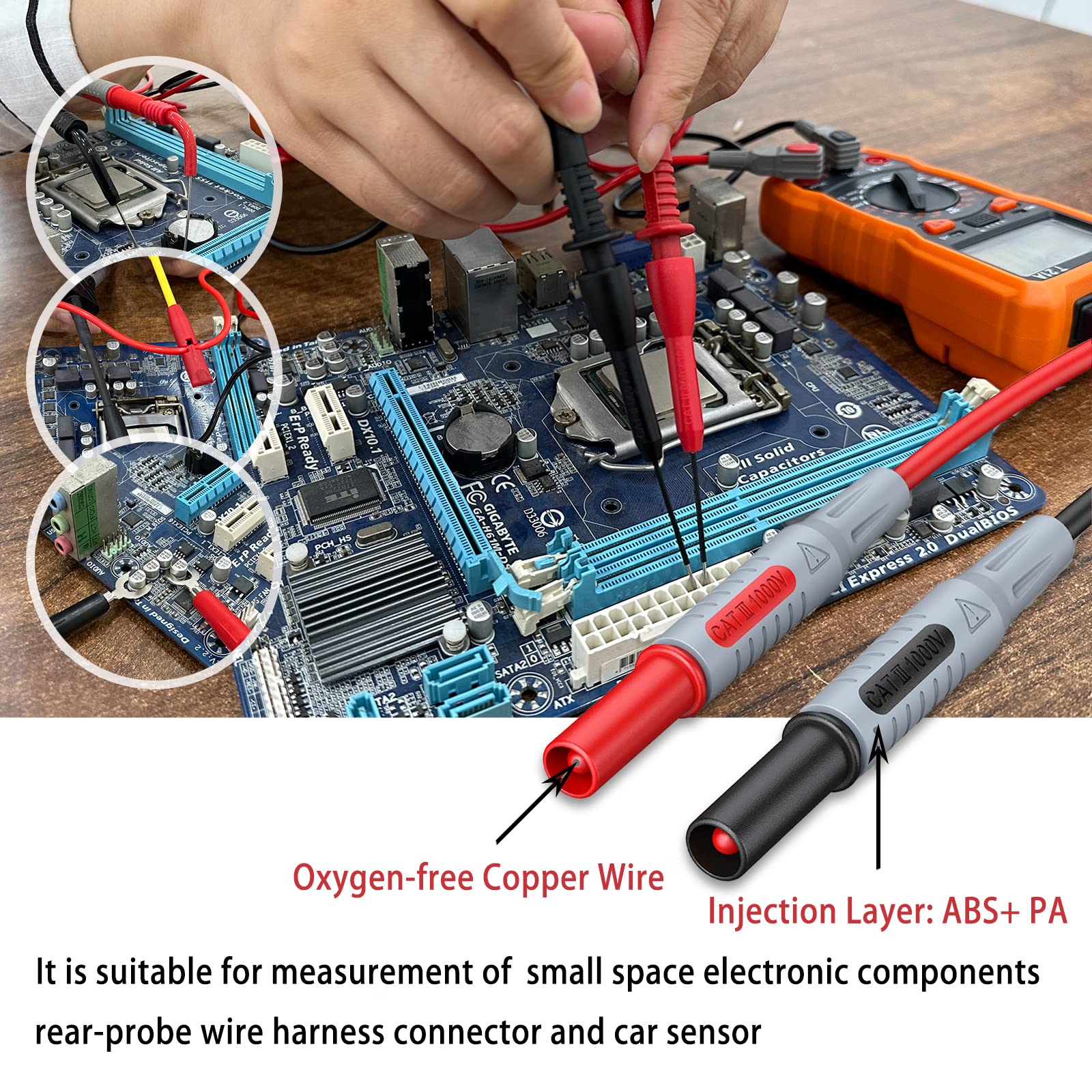 12pc Multimeter Test Leads,Test Leads with Alligator Clips,Test Hook,Banana Plug Leads,Telescopic Testing Hook,Suitable for Fluke, Kaiweets, Innova Multimeter, Voltmeter, Clamp Meter