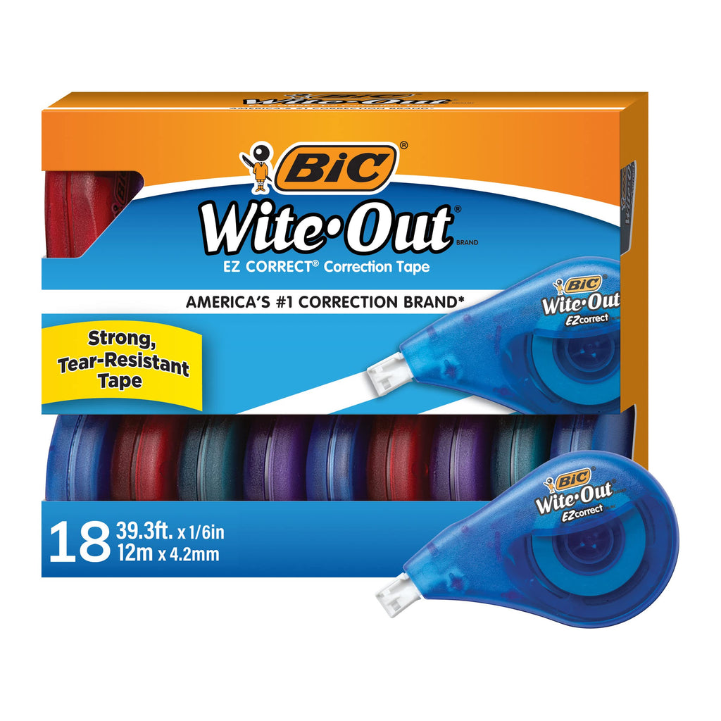 BIC Wite-Out Brand Exact Liner Correction Tape, 19.6 Feet, White, Fast, Clean and Easy to Use Tear-Resistant Tape, 10-Count