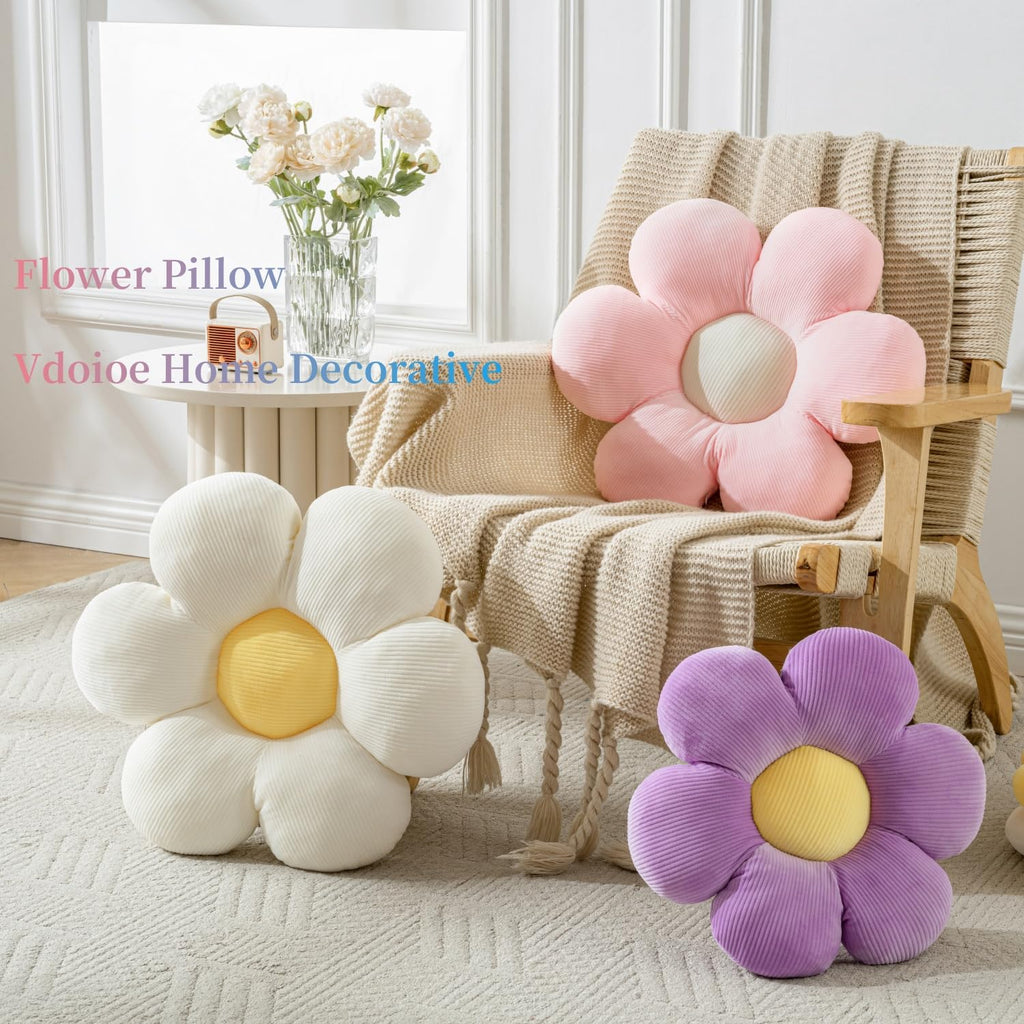 Flower Pillow, Blue Throw Pillows Cute Daisy Decorative Pillow Cushion Seating Home Decorative for Bed, Sofa, Couch