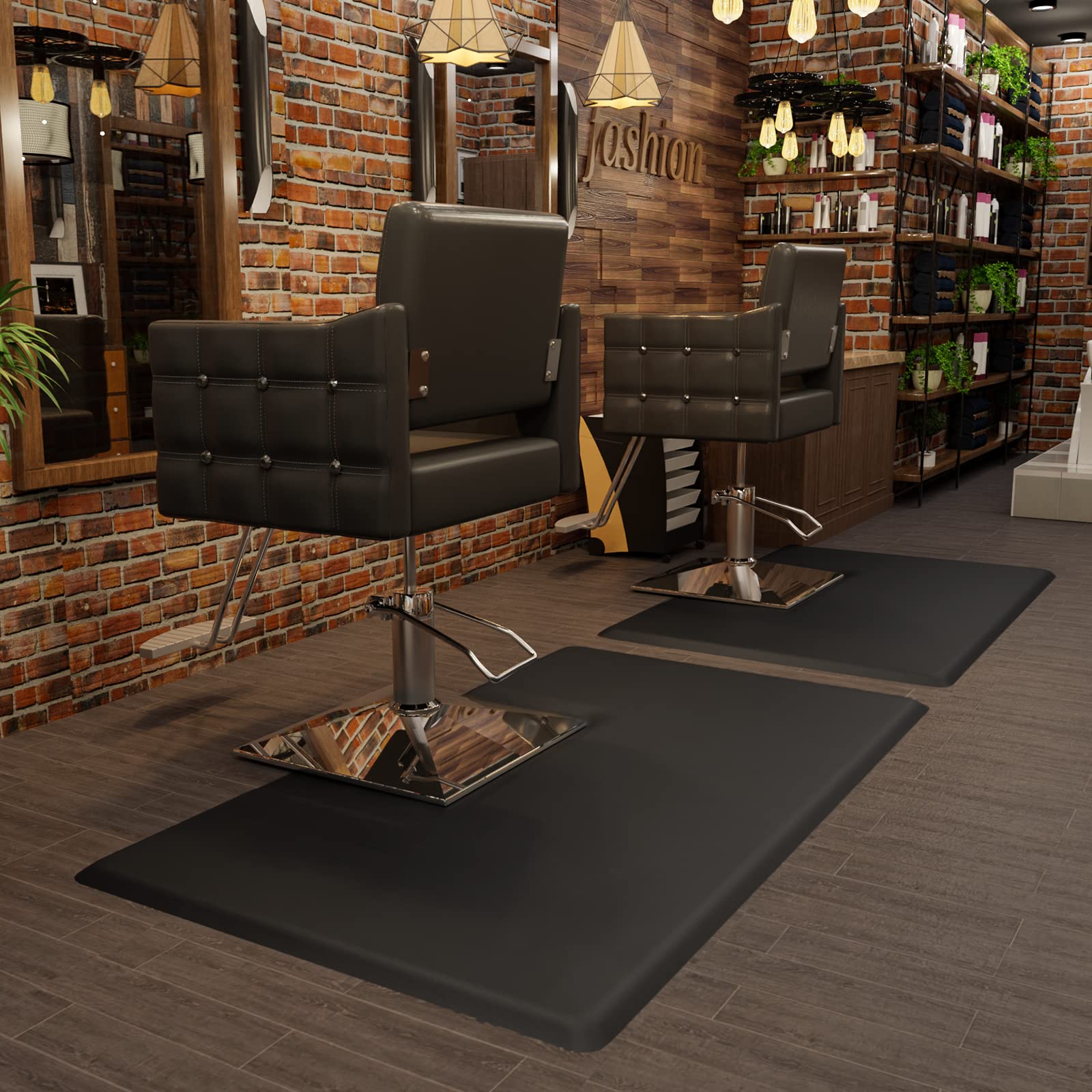 OmySalon 3' x 4' Barber Floor Mat Anti Fatigue for Stylist Standing, 1/2'' Thick Comfort Matt Square Base for Salon Styling Chair, Hair Cutting Hairdressing Beauty Equipment