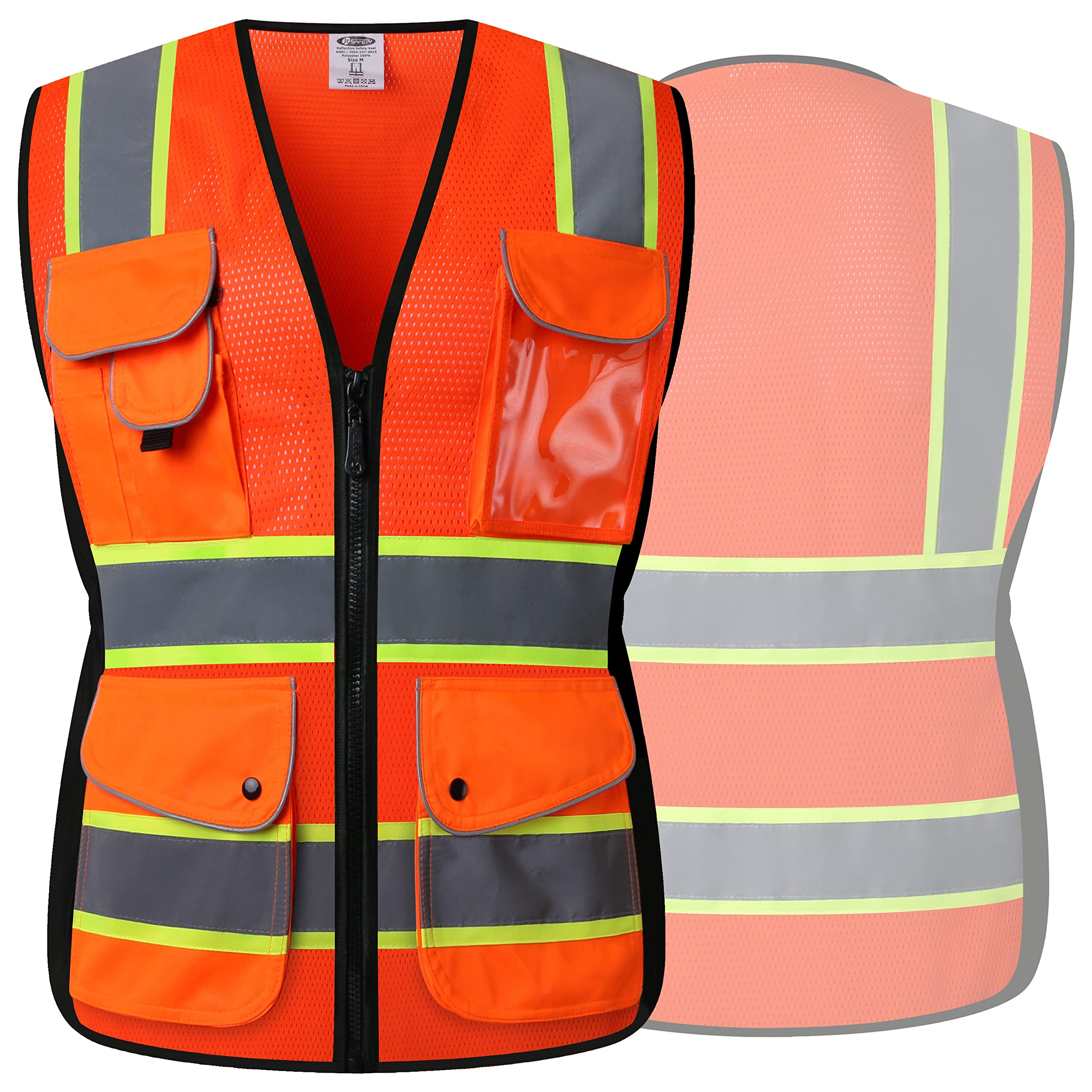 JKSafety Women Hi-Vis Reflective Safety Vest | Neon Color body Sewed Reflective Strips Breathable Lightweight ANSI Compliant