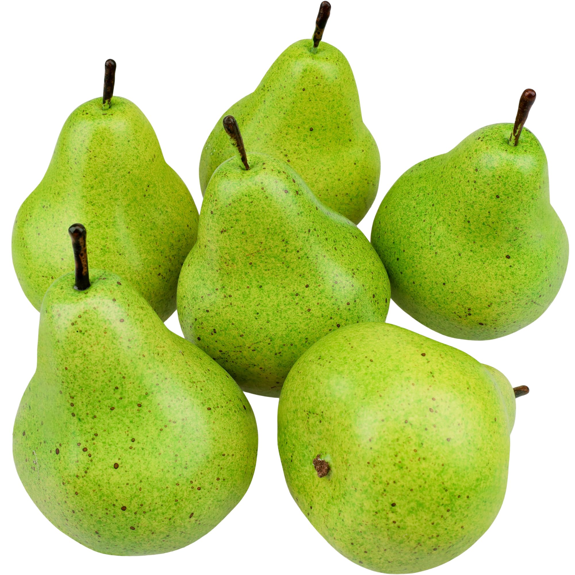 6 Pcs Faux Brown Pears - Realistic Fake Pear Artificial Fruit Decorations for Table Centerpiece, Decorative Artificial Pear for Home Kitchen Decor