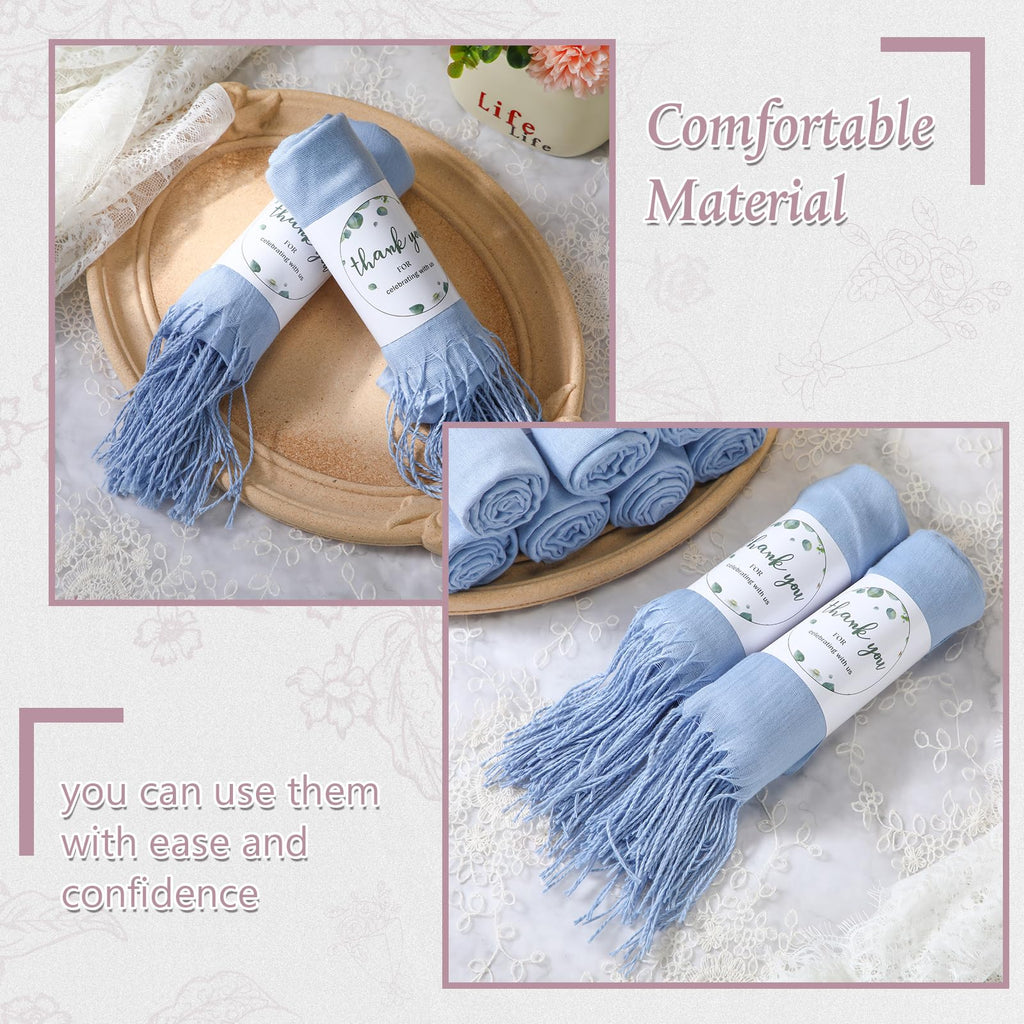 Ramede 50/100 Bulk Wedding Shawl Scarf for Women 79 x 28 Guests Shawl Wraps Gifts for Women Bridal Shawls with Thank Cards