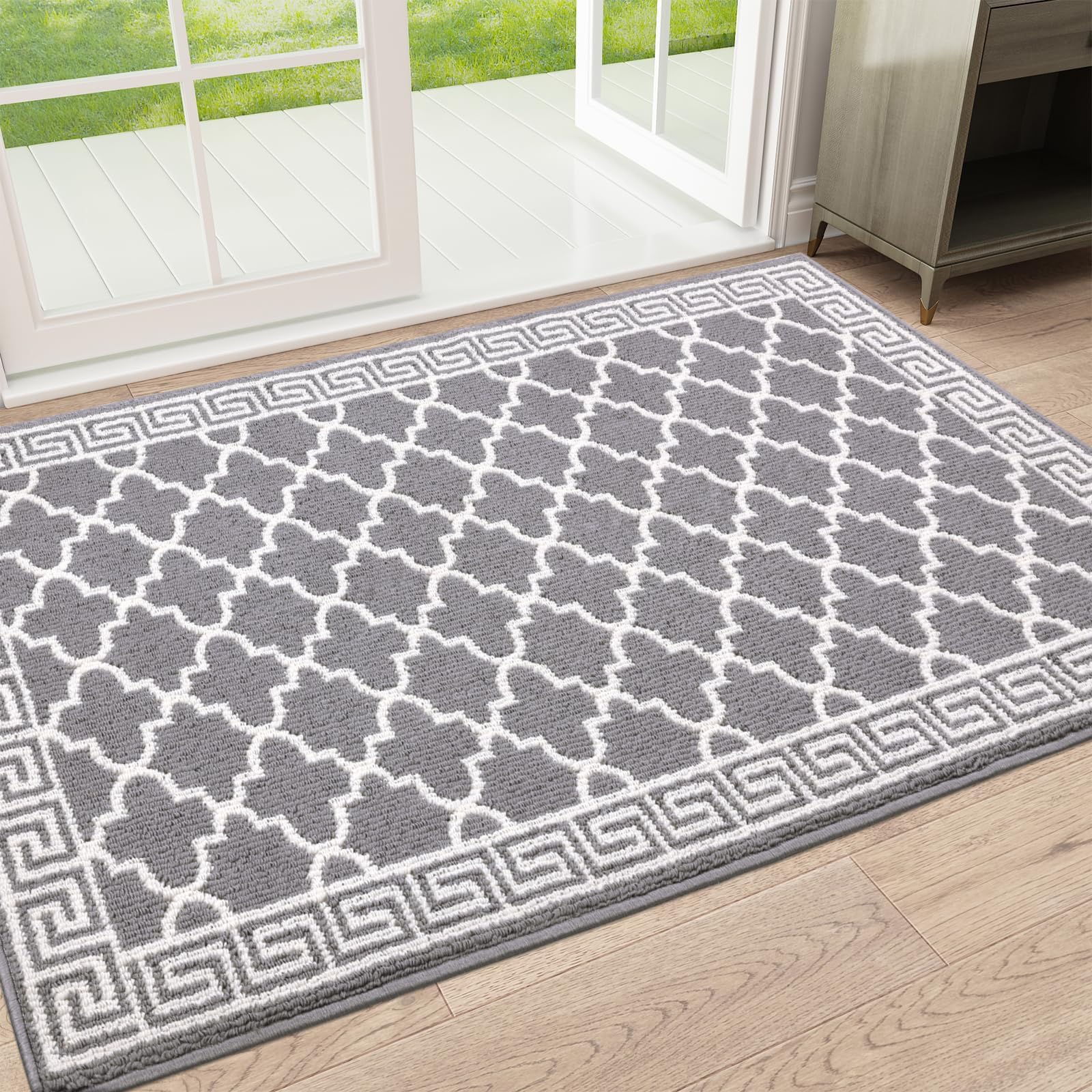 Pauwer Door Mat Indoor Entrance 20"x60" Absorbent Dirt Trapper Welcome Mats for Front Door Washable Entryway Rugs Ultra Thin Doormat Non Slip Runner Rugs for Hallway Kitchen Laundry Room, Beige