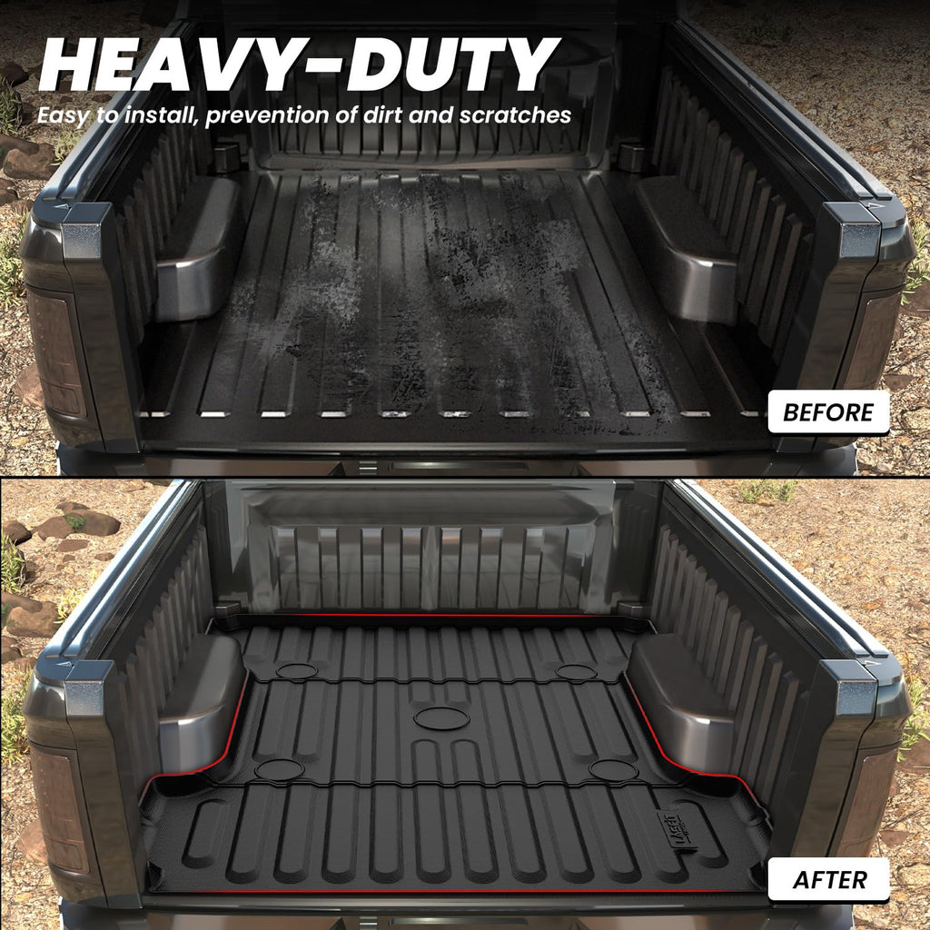 LASFIT Truck Bed Mat for 2009-2016 Ford F250 F350 F450 6.75ft Super Duty 81.9'' Bed Liner(Not fit with Drop-in Bed Liner), TPE 100% All Weather Car Bed Mat for F-250 F-350 F-450,1PCS Black
