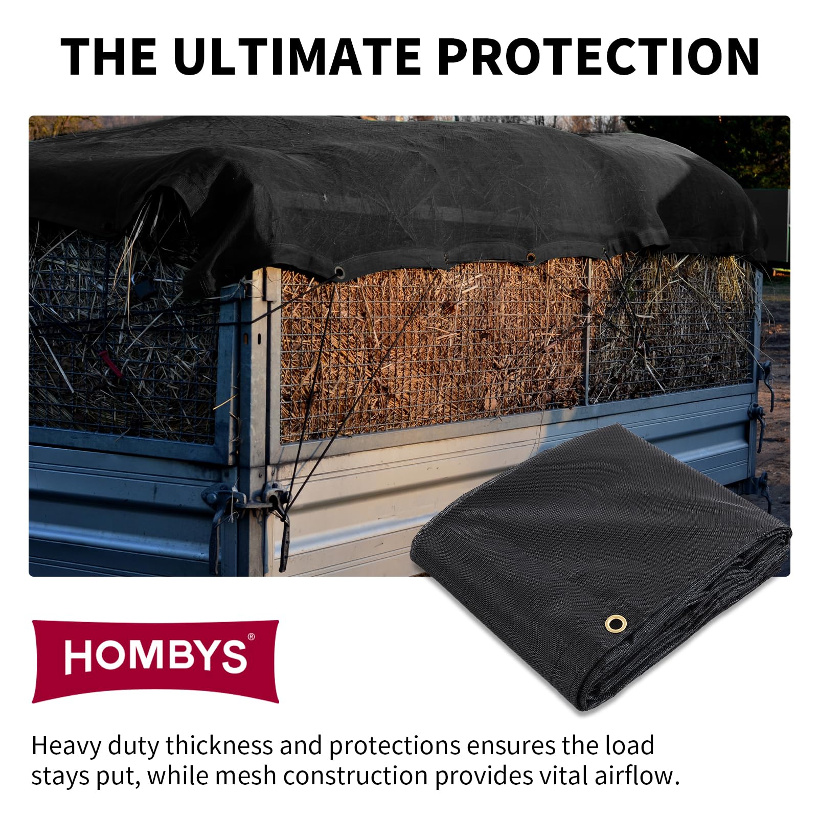 HOMBYS Black 7x14 ft Dump Trailer Truck Mesh Tarp with Grommets,Heavy Duty Mesh Tarp, Opening Shade Trailer Tarp for Truck Bed Cover
