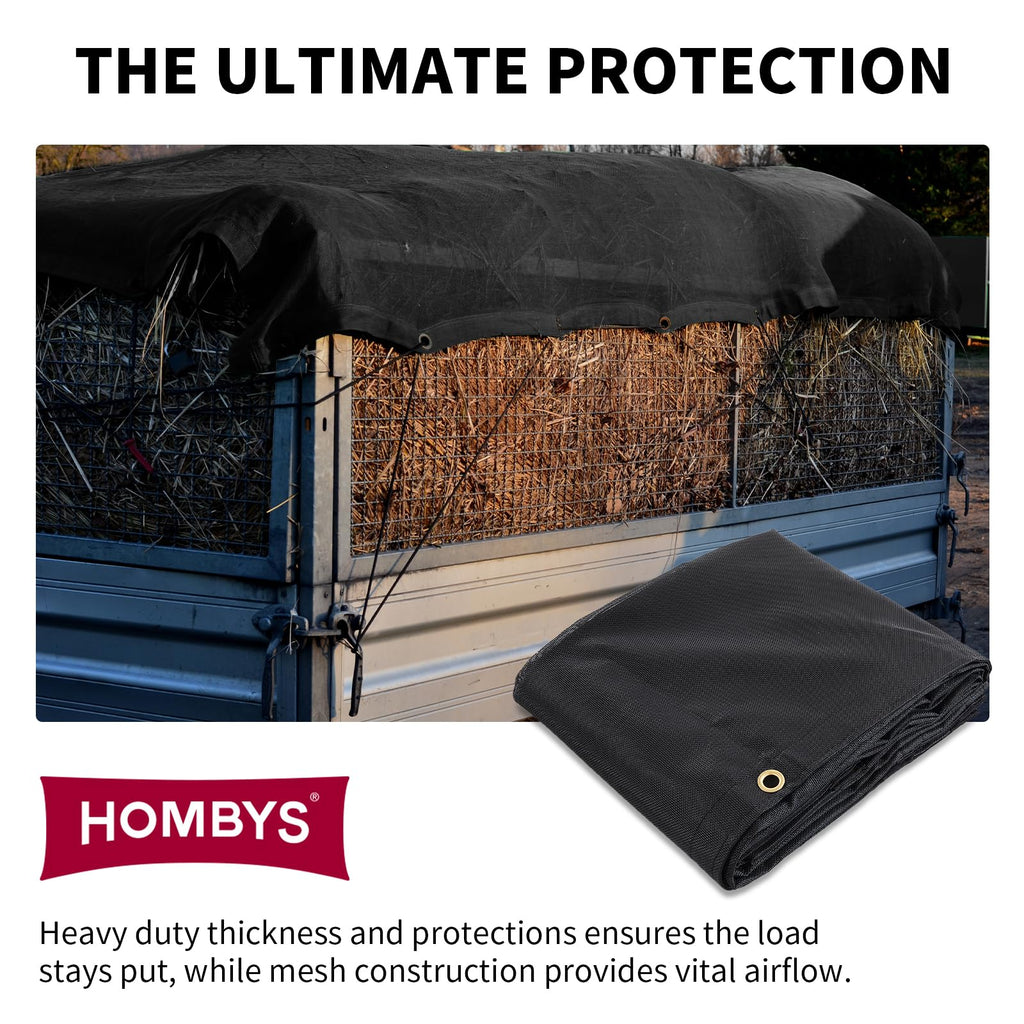 HOMBYS Black 7x14 ft Dump Trailer Truck Mesh Tarp with Grommets,Heavy Duty Mesh Tarp, Opening Shade Trailer Tarp for Truck Bed Cover