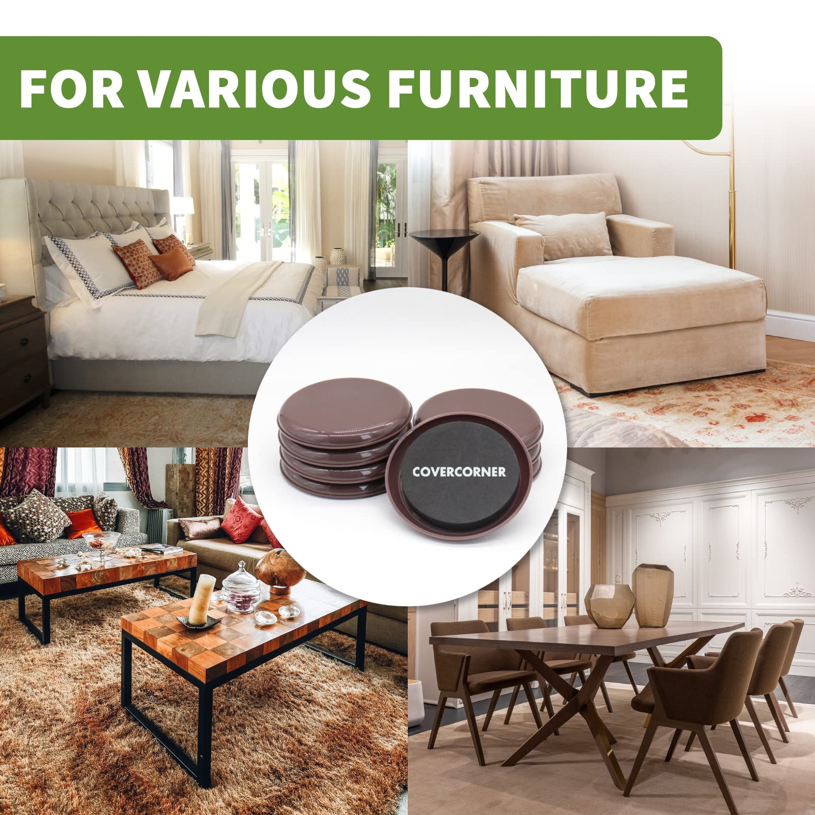 Furniture Sliders for Carpet 4 PCS - 9 1/2 inch Furniture Moving Slider Chair Legs Floors Protectors– Move Your Furniture Easy & Safely (for Carpet)