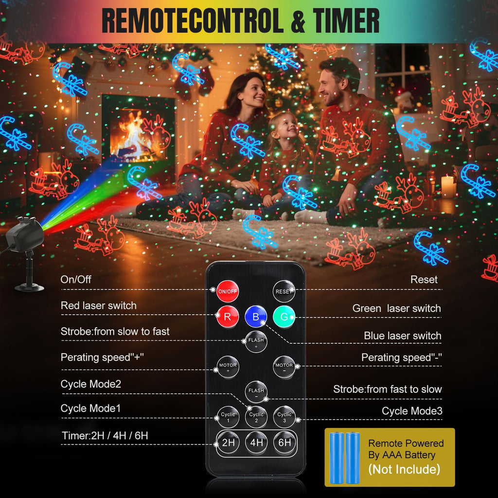 Easter Laser Lights Projector Outdoor with 4 Dynamic Slides, 2-in-1 Moving RGB Firefly Laser Lights with Remote,Timer, Landscape Holiday Porjector for Window Wall