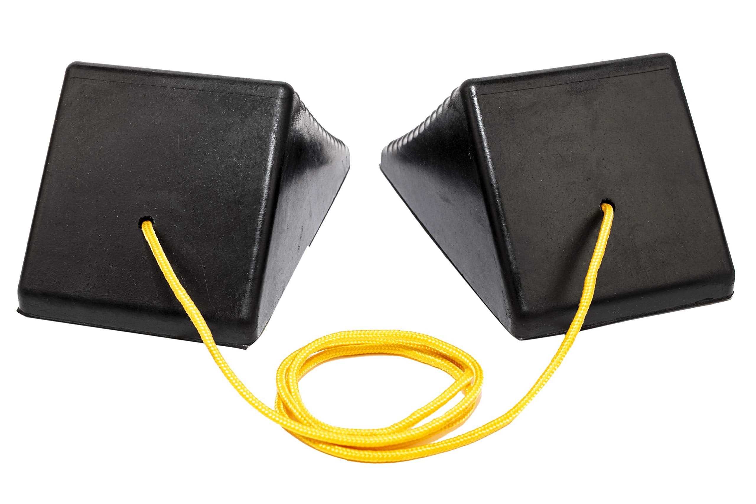 MaxxHaul 70073 Solid Rubber Heavy Duty Wheel Chock with Eyebolt (Pack of 2)