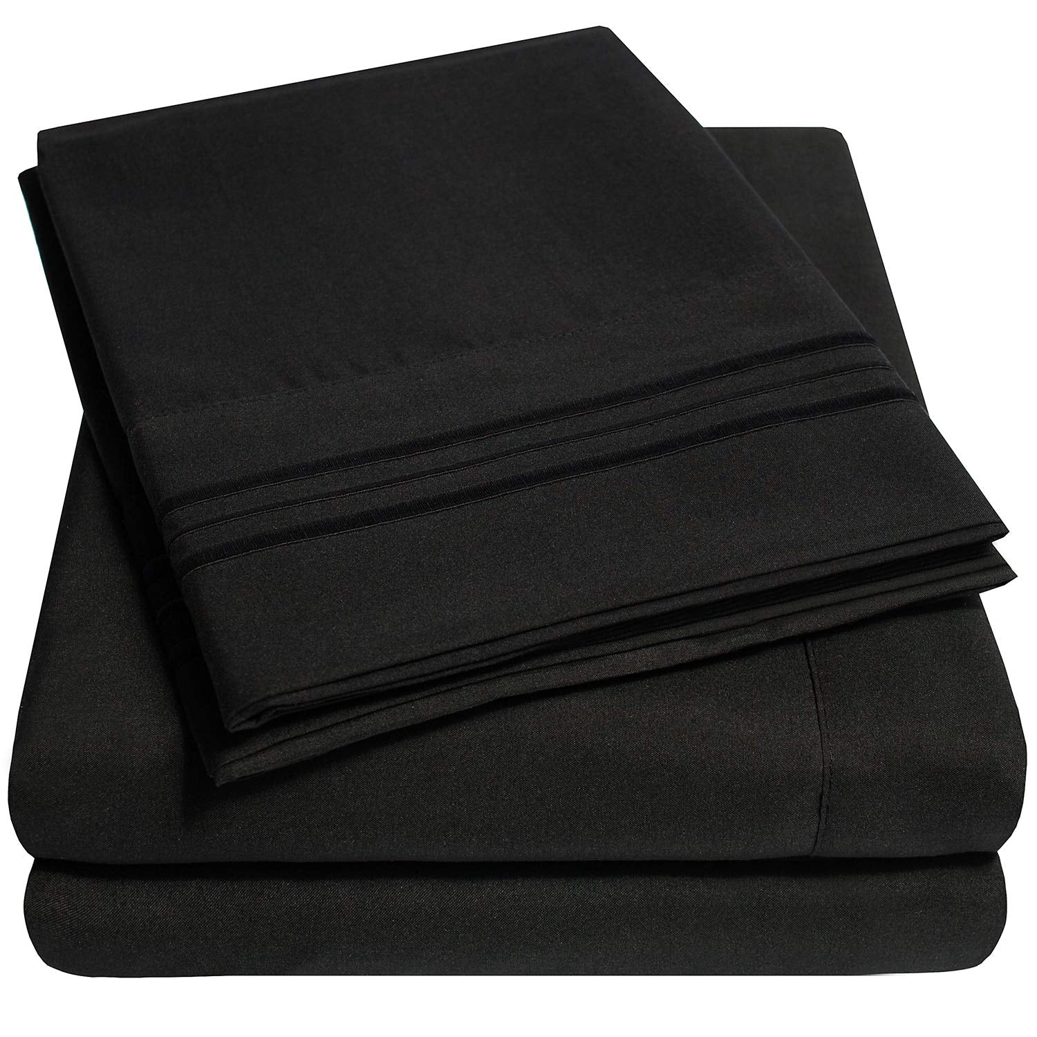 1500 Supreme Collection Extra Deep Pocket Sheets Set - Luxury Soft Bed Sheets, Wrinkle Free, Bedding, Over 40 Colors, 21 inch Extra Deep Pocket, Twin, Black