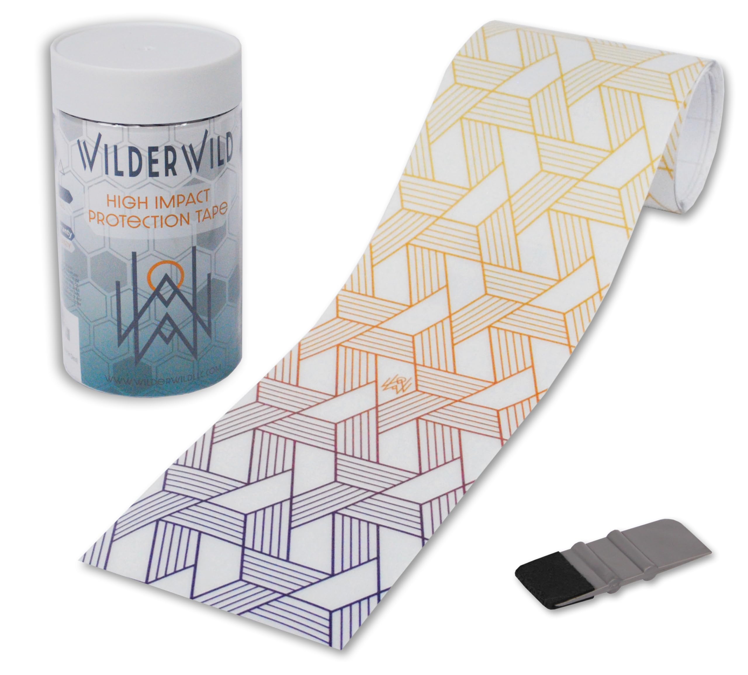 Bike Frame Protection Tape- High Impact Clear Vinyl Wrap Includes Tool (4”x72) Bicycle Frame Protector, Mountain Bike Frame Guard Chainstay Protector (Art Deco)