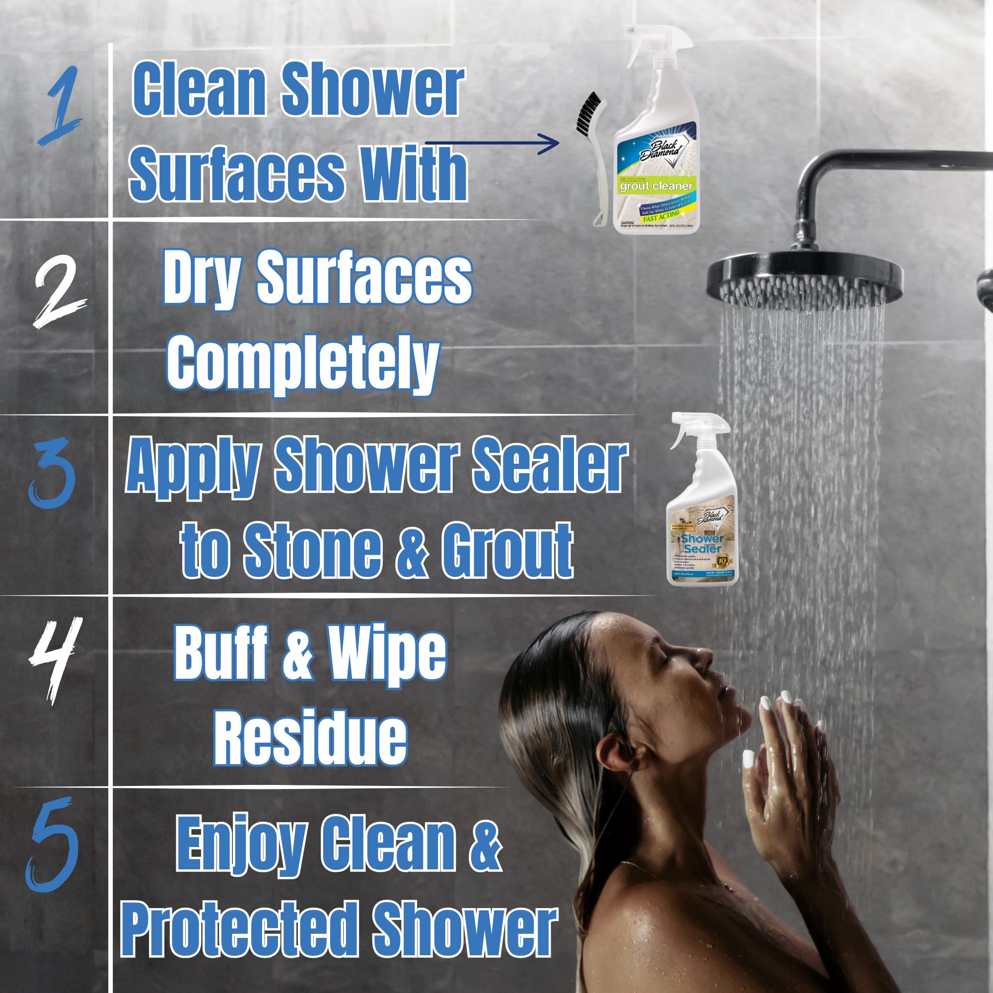 Natural Stone and Grout Penetrating Shower Sealer. Marble, Granite Travertine, Limestone. Protects Making Them Easy to Clean. Works Also on Grout in Tile, Ceramic, and Porcelain. 1-Quart