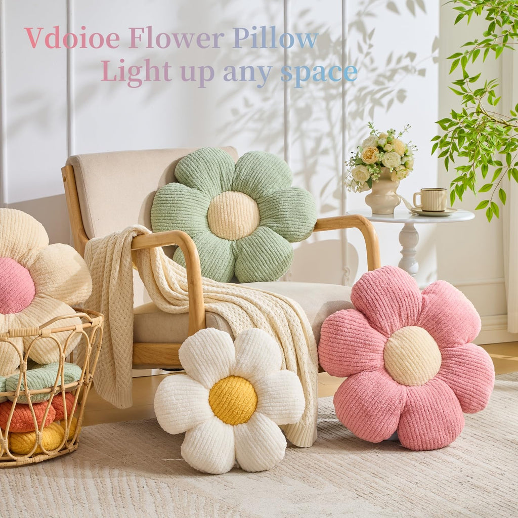 Flower Pillow, Blue Throw Pillows Cute Daisy Decorative Pillow Cushion Seating Home Decorative for Bed, Sofa, Couch