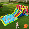 Umbalir 10-in-1 Inflatable Water Park - Giant Bounce House with 2 Water Slides, Big Splash Pool, Water Cannons, Climbing Wall, Tunnels & Obstacle Course for Endless Fun