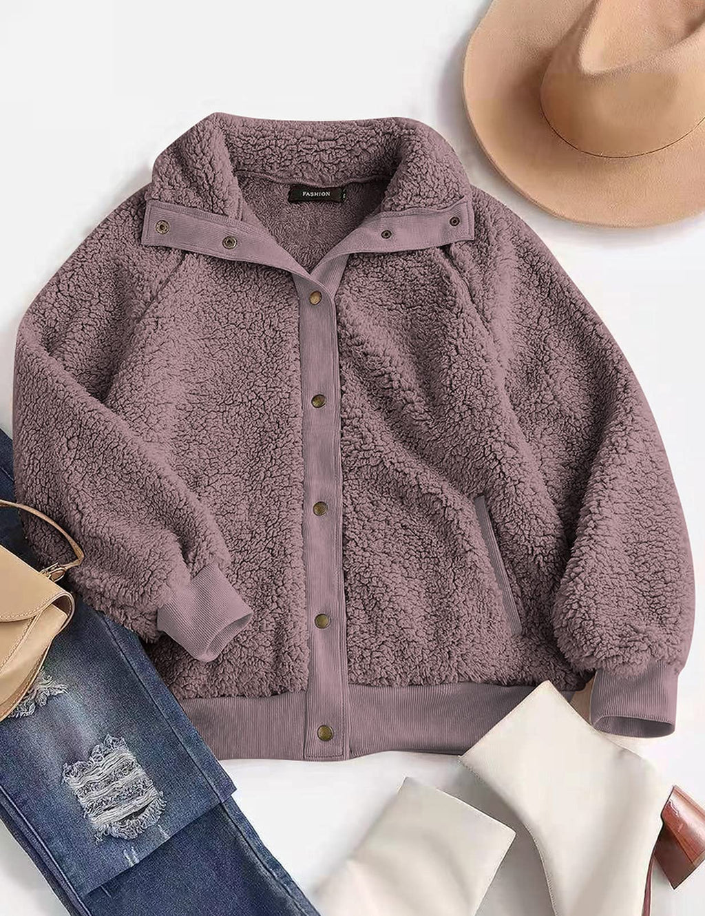 MEROKEETY Womens Fleece Sherpa Jacket Fall Winter Coats 2026 Fuzzy Button Down Warm Outerwear with Pockets