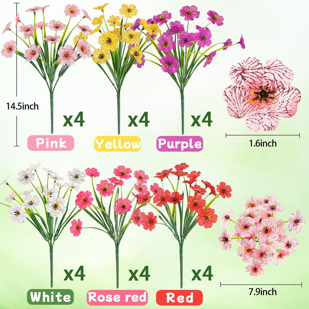 MACTING 12 Bundles Artificial Fall Lavender Flowers for Outdoors, UV Resistant Fake Outdoor Plants, Faux Autumn Greenery Shrubs for Planters Porch Patio Garden Yard Outside Thanksgiving Decorations