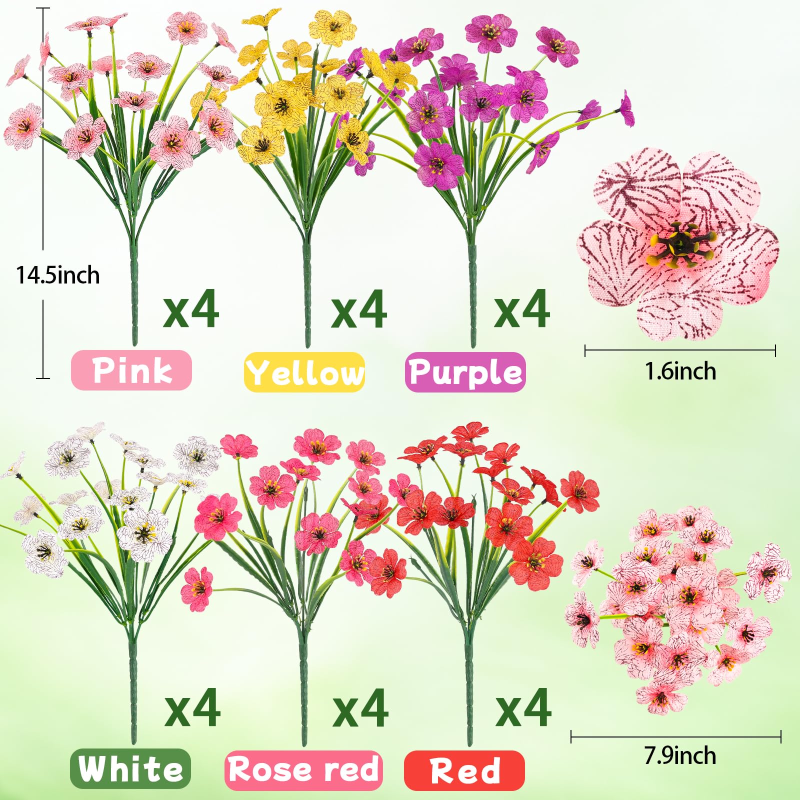 MACTING 12 Bundles Artificial Fall Lavender Flowers for Outdoors, UV Resistant Fake Outdoor Plants, Faux Autumn Greenery Shrubs for Planters Porch Patio Garden Yard Outside Thanksgiving Decorations