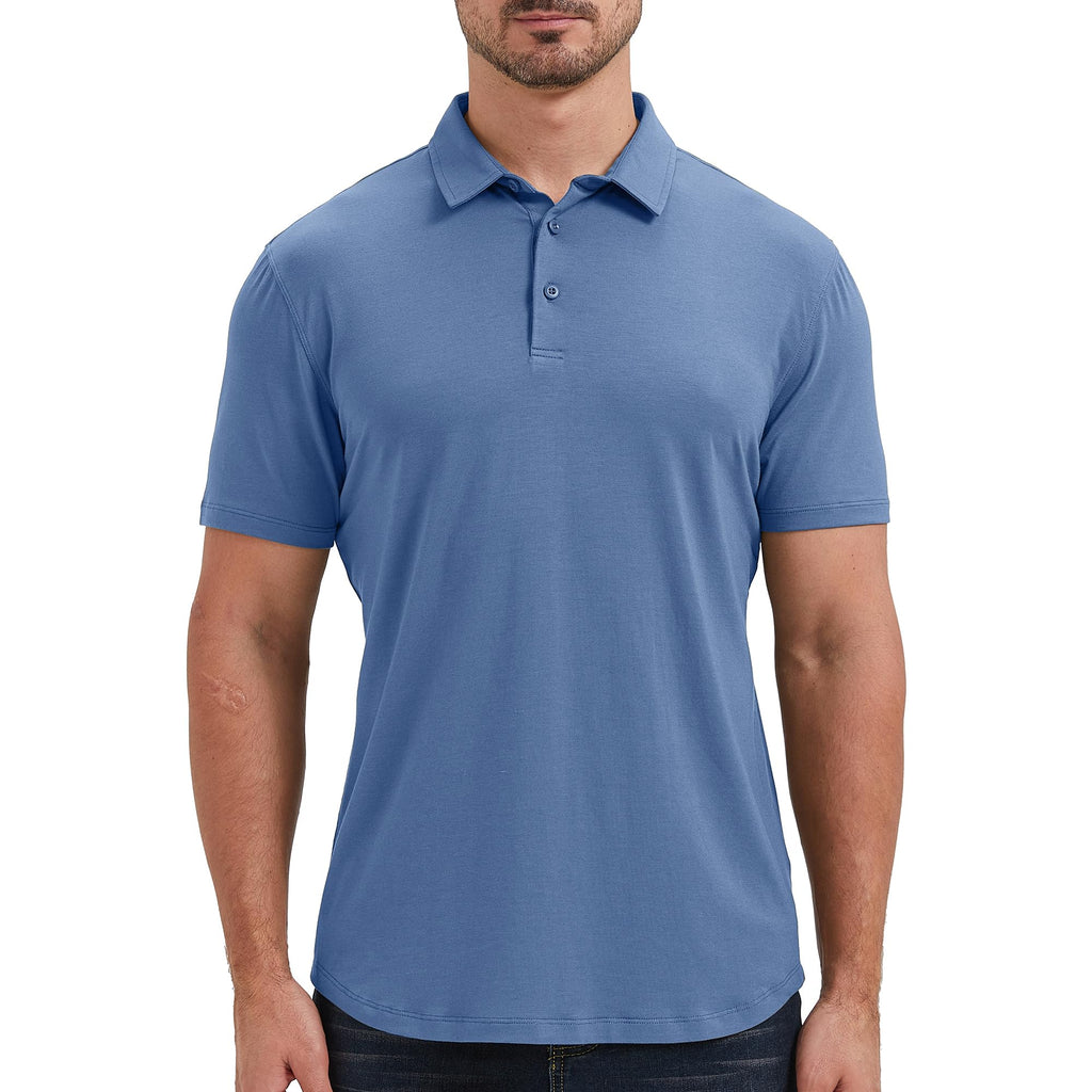 netdraw Mens Lightweight Bamboo Viscose Polo Ultra Soft Curved Hem UPF 50+ Casual Collared Golf Shirt