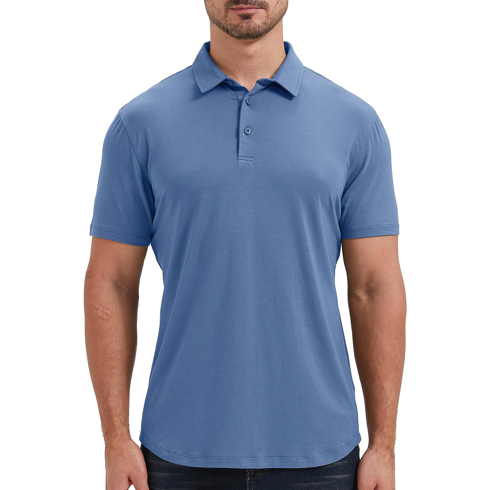 netdraw Mens Lightweight Bamboo Viscose Polo Ultra Soft Curved Hem UPF 50+ Casual Collared Golf Shirt