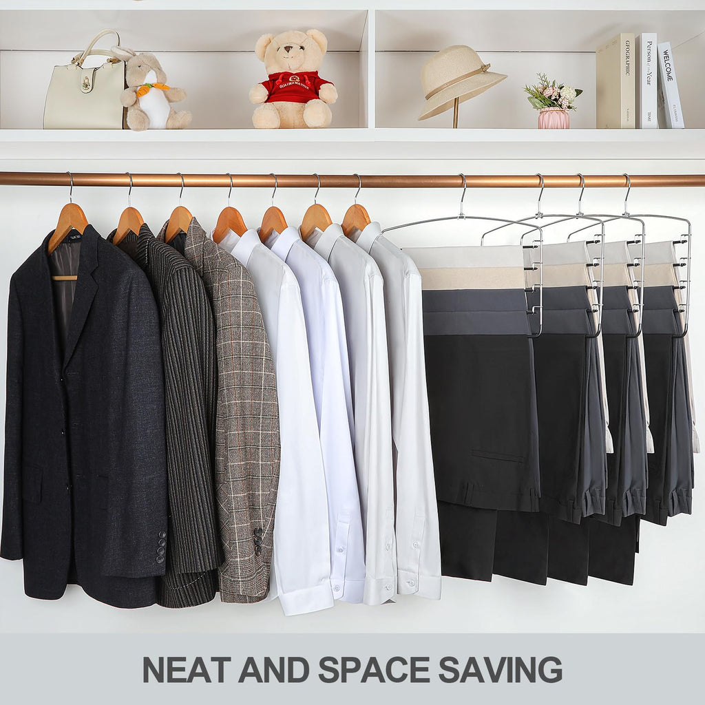 TOPIA HANGER Pants Hangers Space Saving, 2-Pack Swing Arm Pants Organizer for Closet, Non-Slip Foam Padded Organizer Hanger for Multi Slacks, Jeans, Trousers, Skirts, Scarfs, Black-CT08B
