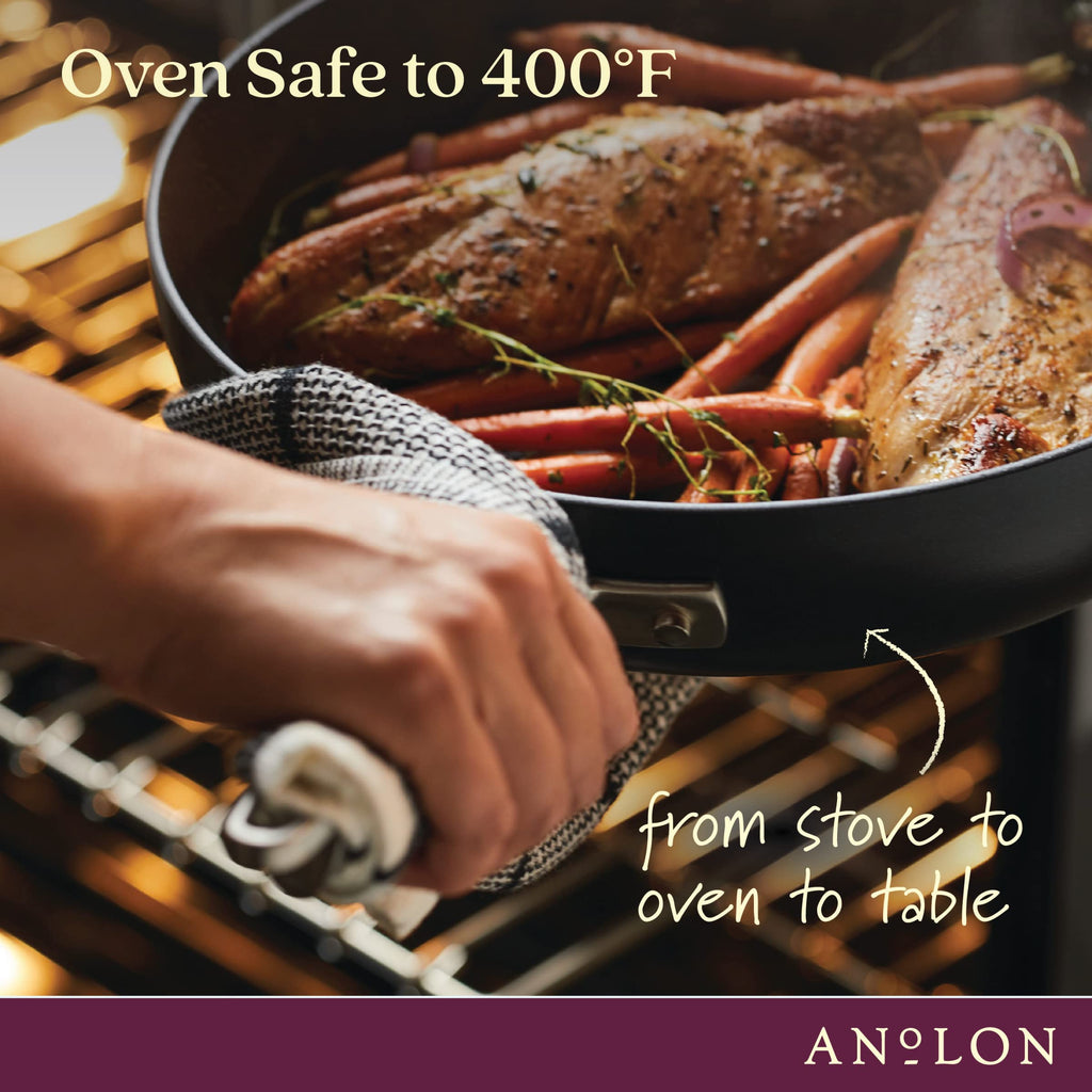 Anolon Advanced Home Hard Anodized Nonstick Sauce Pan/Saucepan with Straining and Lid, 2 Quart (2 Qt Straining Saucepan, Indigo)