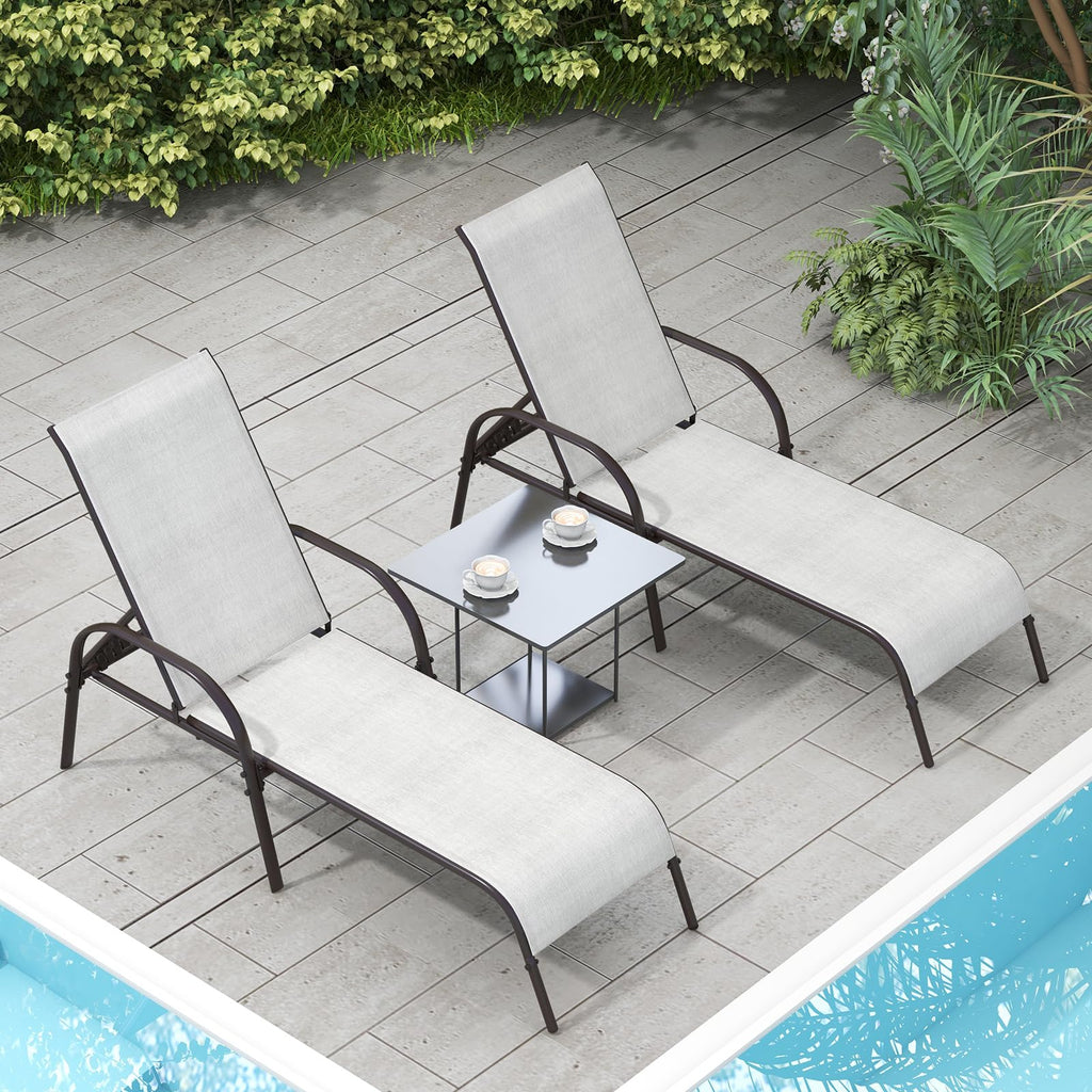 Giantex Patio Lounge Chair, Outdoor Chaise Lounge with 5 Adjustable Backrest, Sturdy Steel Frame, Sunbathing Recliner, Beach Chair, Tanning Chair for Outside, Yard, Balcony, Pool Chairs, Black