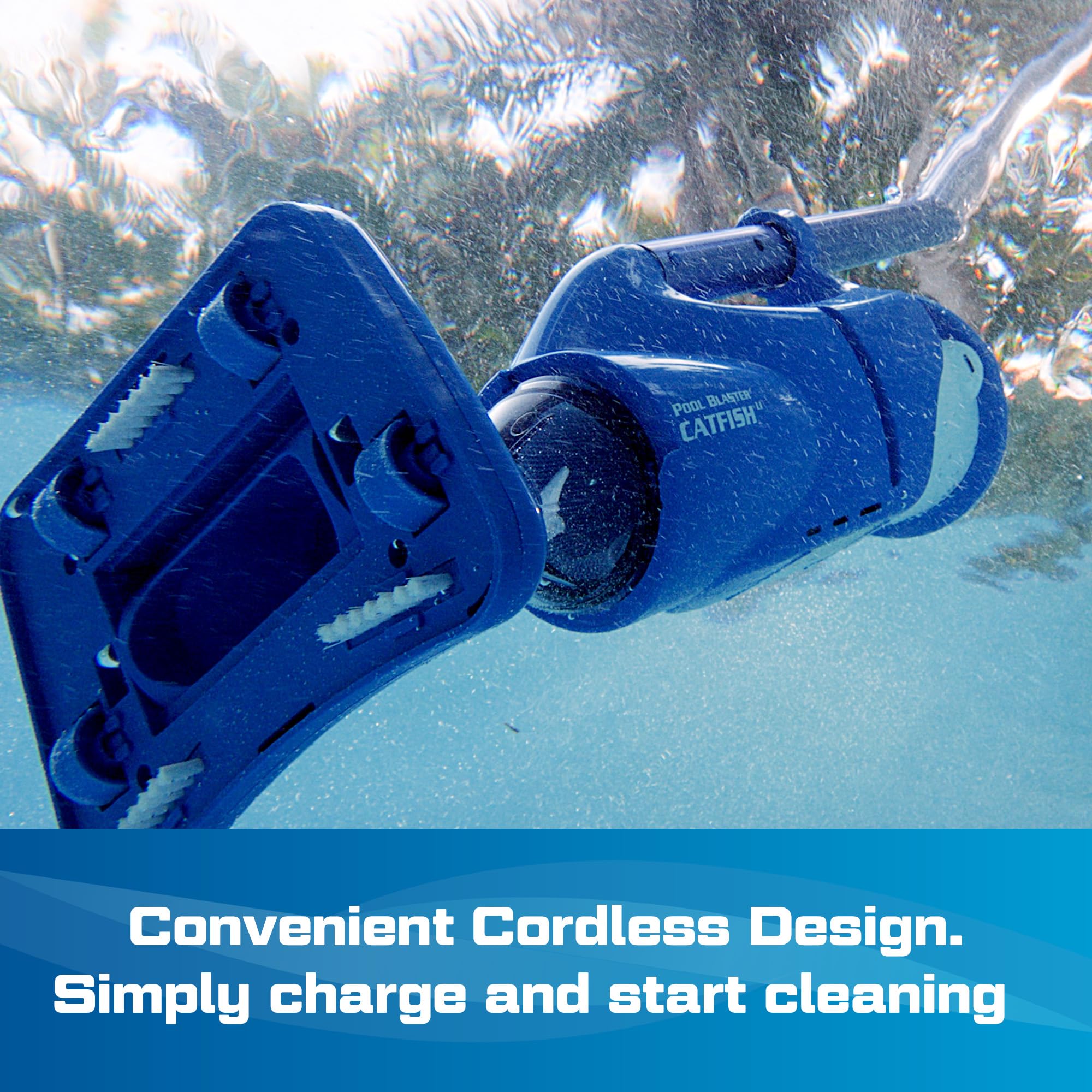 POOL BLASTER Catfish Cordless Pool Vacuum for Spot-Cleaning, Hot Tubs & Spas, Handheld Rechargeable, up to 45 Min Runtime, Quick, Efficient Swimming Pool Cleaner, Above Ground & Inground Pool Steps
