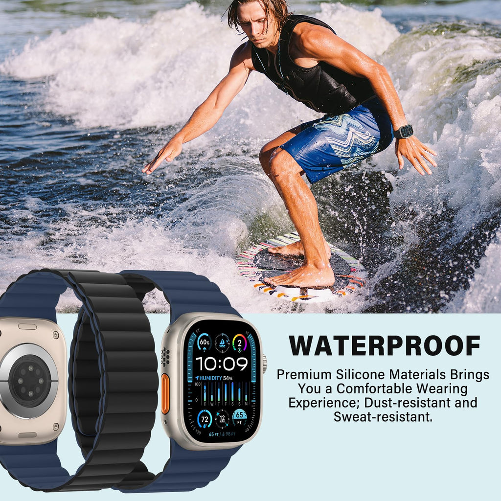 Bisikor Compatible with Apple Watch Band 49 46 45 44 42 41 40 38mm, Double Sided Wearable Silicone Magnetic Strap for iWatch Ultra SE Series 11 10 9 8 7 6 5 4 3 2 1 (38/40/41/42, Beige/Gray)
