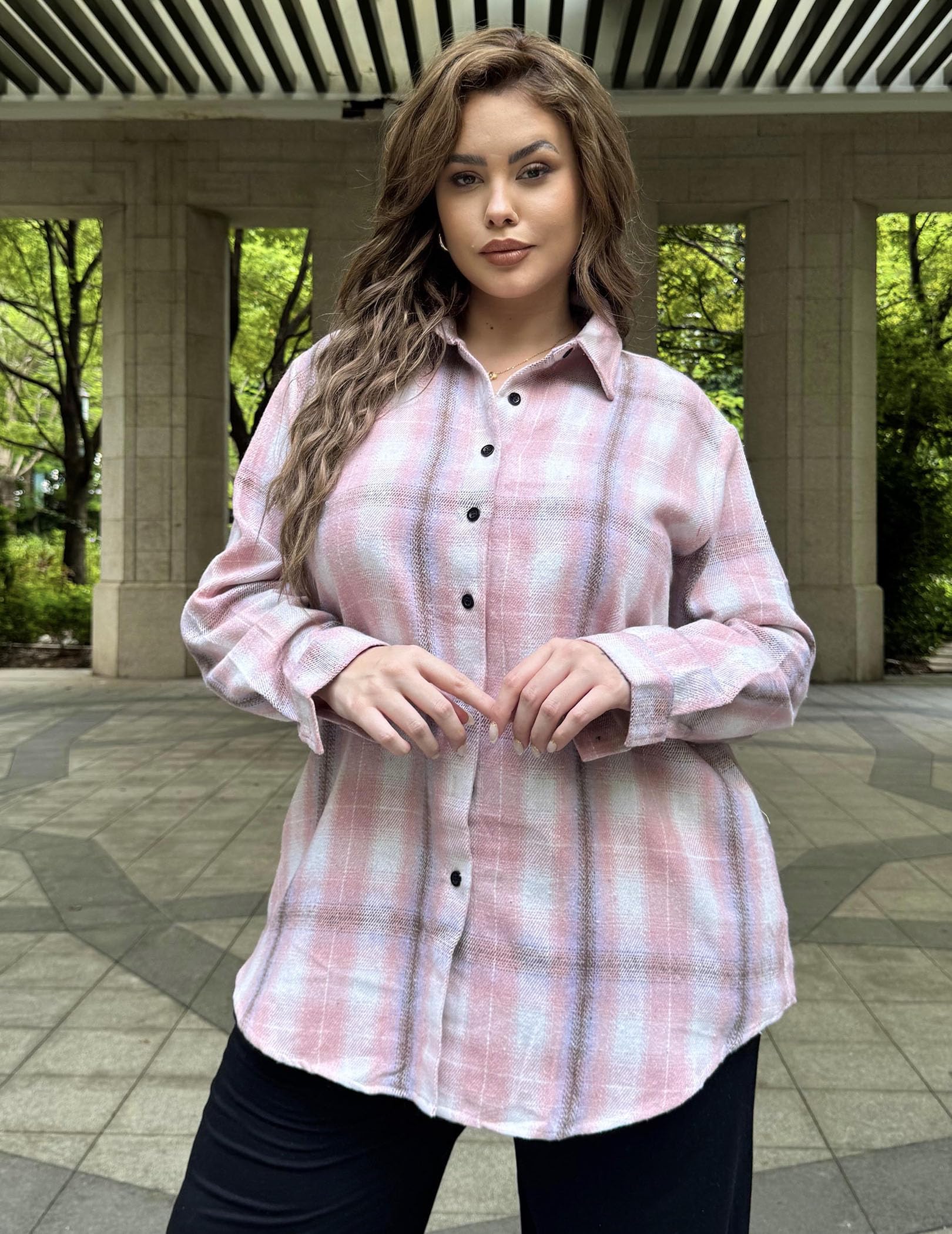 Zeagoo Womens Plus Size Flannel Shirts Plaid Shirts Long Sleeves Casual Button Down Collared Shacket Tops