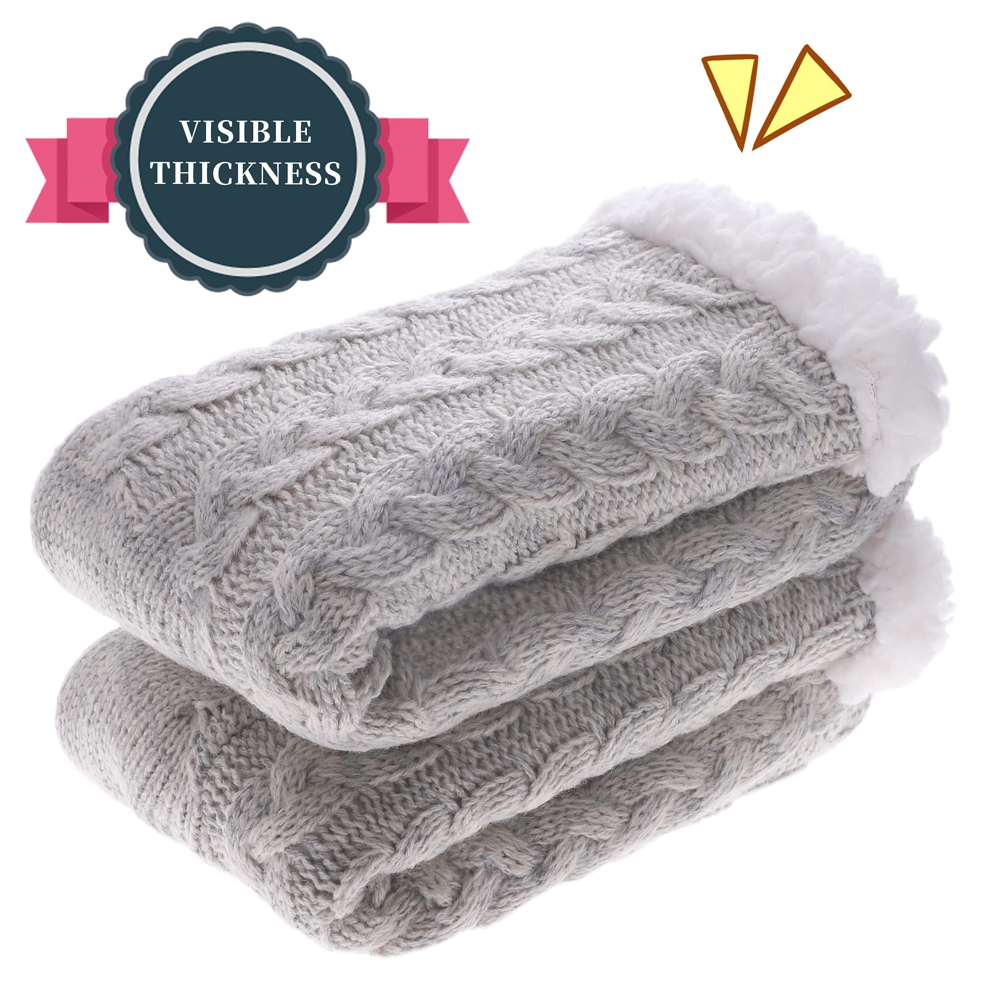 SDBING Women's Winter Super Soft Warm Cozy Fleece Lined Fuzzy Slipper Socks with Grippers