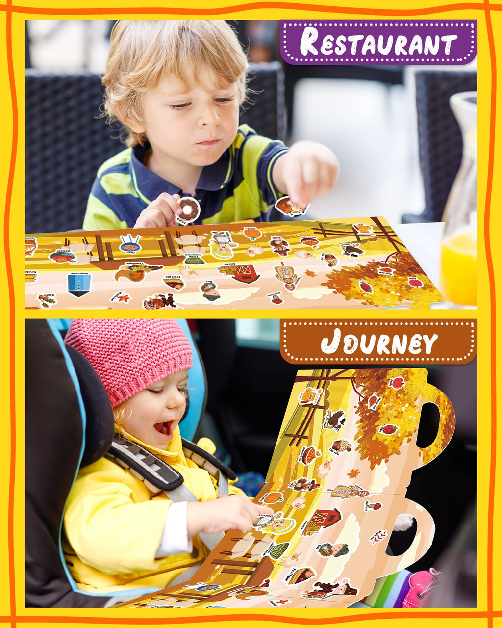 Benresive Reusable Sticker Book for Toddlers, Stickers for Kids, Travel Toys for Arts & Crafts Activities, Birthday Gift for Boys & Girls, Animals Dinosaurs Insects Themes