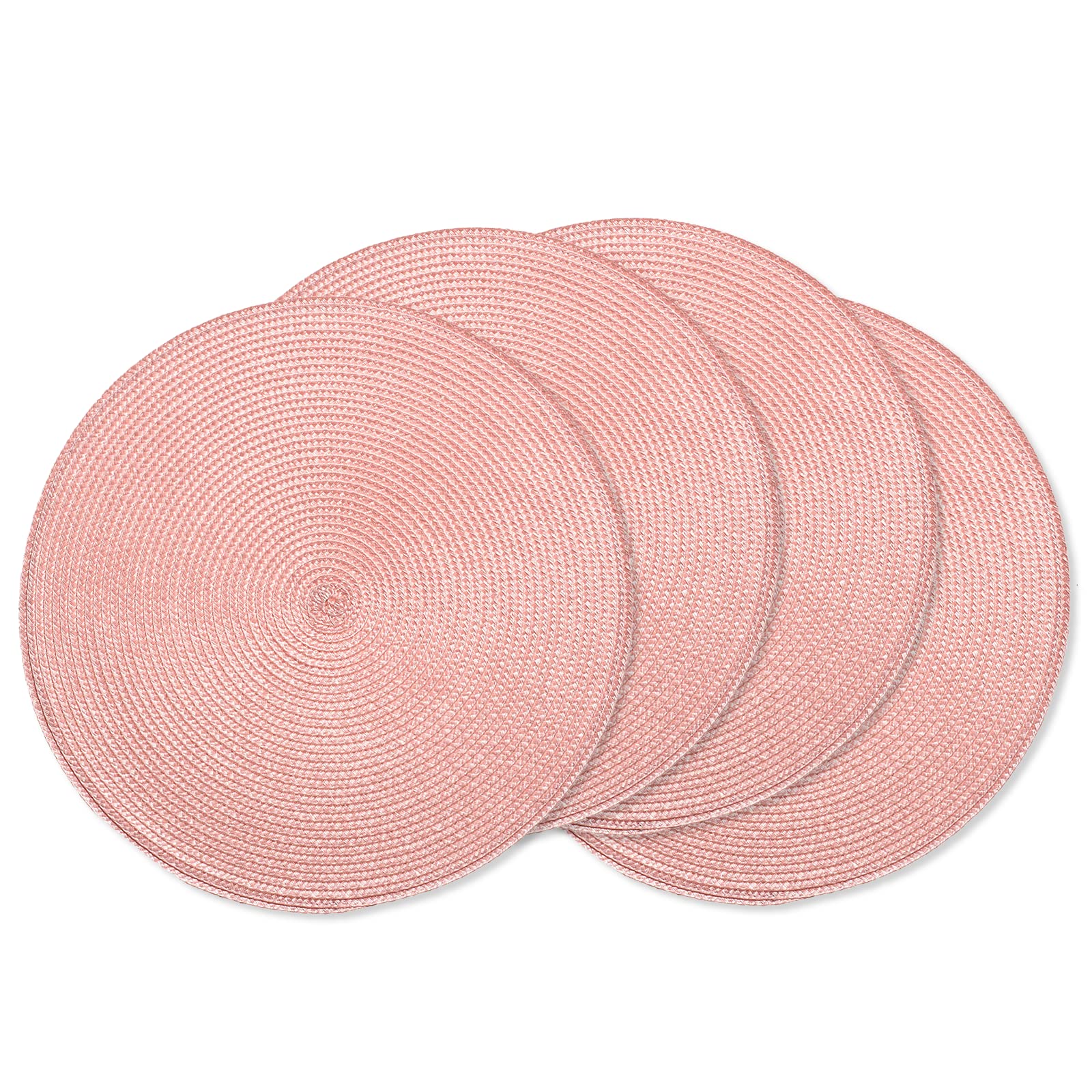 AHHFSMEI Round Placemats Set of 6 Heat Resistant Washable Non-Slip Woven Braided Table Mats for Dining Table Kitchen & Home Decor (Beige)