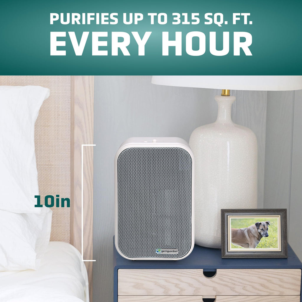 GermGuardian Air Purifier for Home with HEPA Filter, Removes 99.97% of Pollutants, Covers up to 375 Sq. Foot Room in 1 Hr, UV-C Light Helps Reduce Germs, Zero Ozone Verified, 11", Silver, AC4100CA