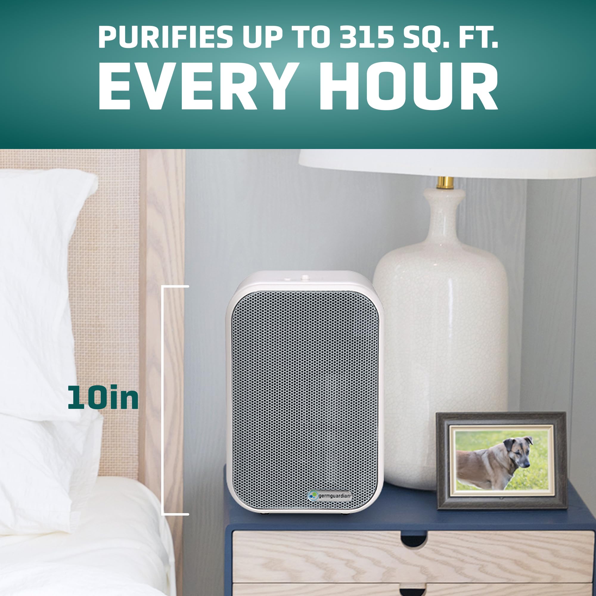 GermGuardian Air Purifier for Home with HEPA Filter, Removes 99.97% of Pollutants, Covers up to 375 Sq. Foot Room in 1 Hr, UV-C Light Helps Reduce Germs, Zero Ozone Verified, 11", Silver, AC4100CA
