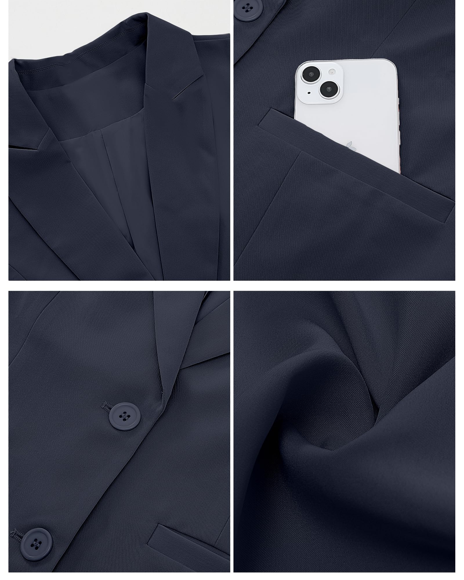 luvamia Blazers for Women Business Casual Long Blazer Jackets Dressy Work Professional Office Outfits Lapel Pockets