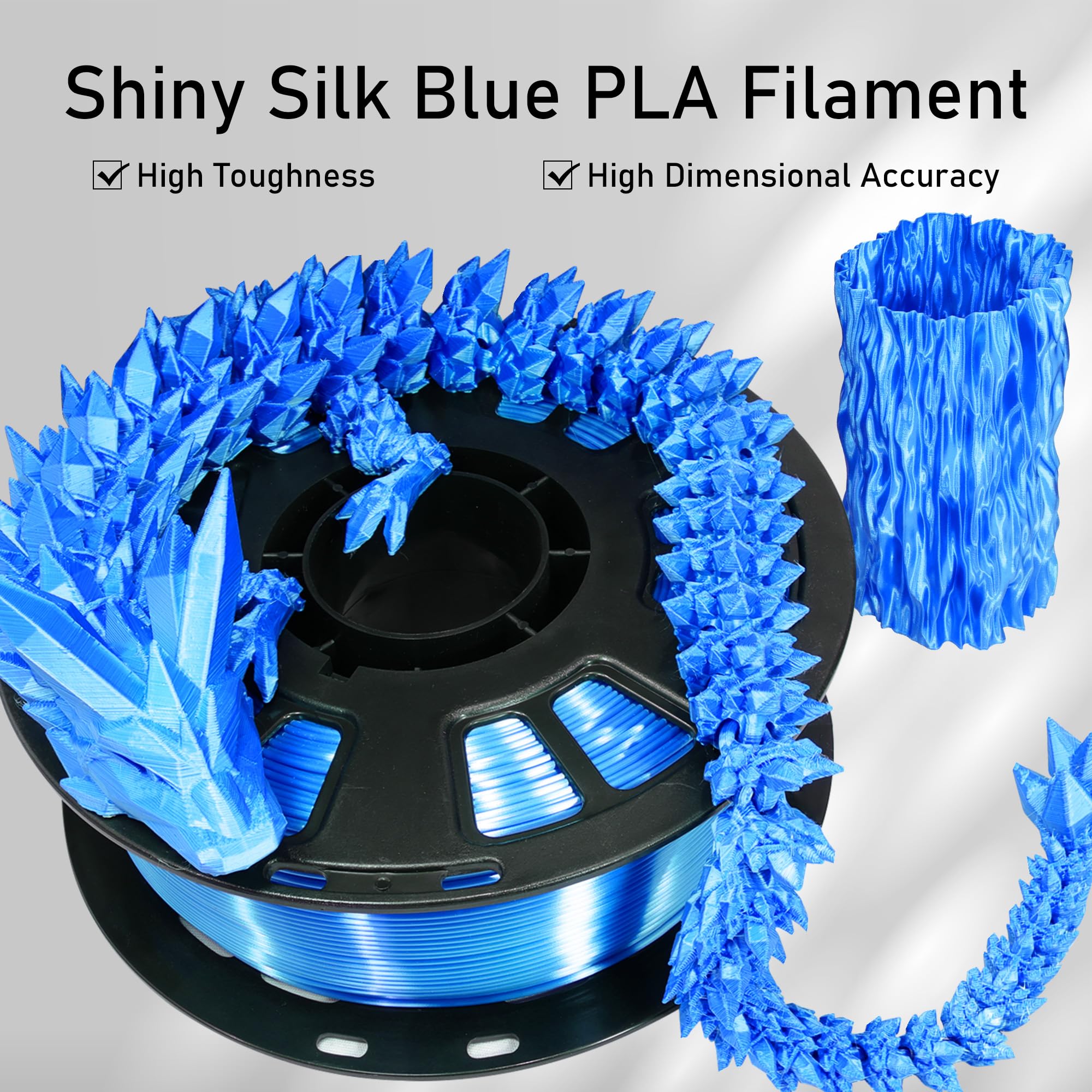 1.75mm PLA 3D Printer Filament Bundle: Glow in Dark Green/Blue/Purple/Rainbow, One Spool Clear Multi Colored, Each Spool 250g, Total 1.25Kg 3D Printing Material, 250g x 5 Spools Glow in Dark PLA