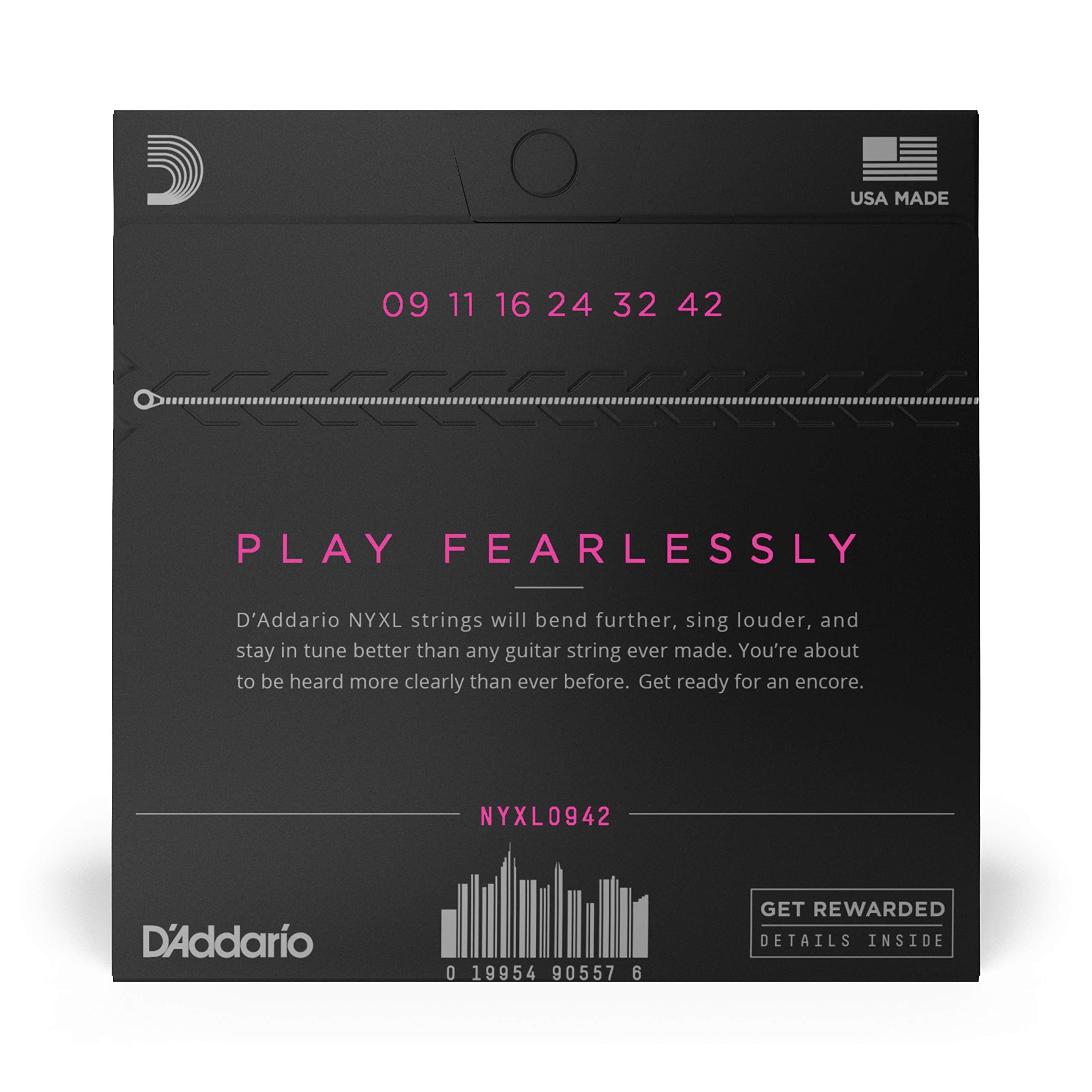 D'Addario Electric Guitar Strings, NYXL Nickel Plated, NYXL1149, Medium Gauge 11-49, 6-String Set, Pack of 1